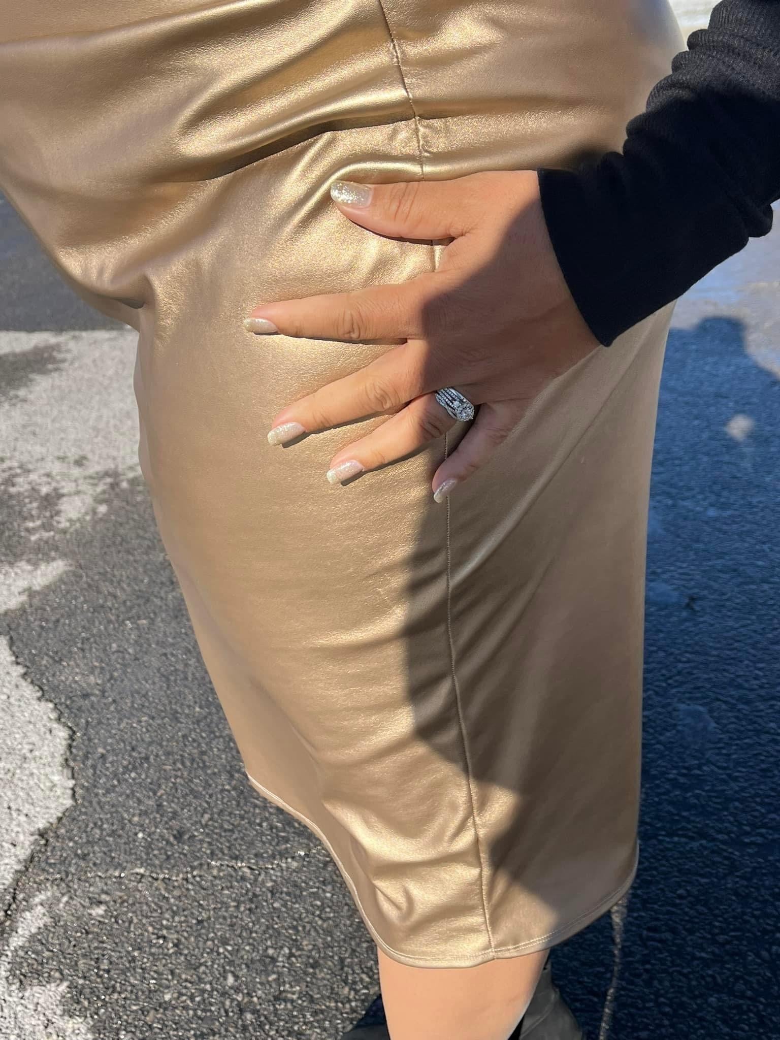 Gold, Faux Leather Knit - Boho Fabrics