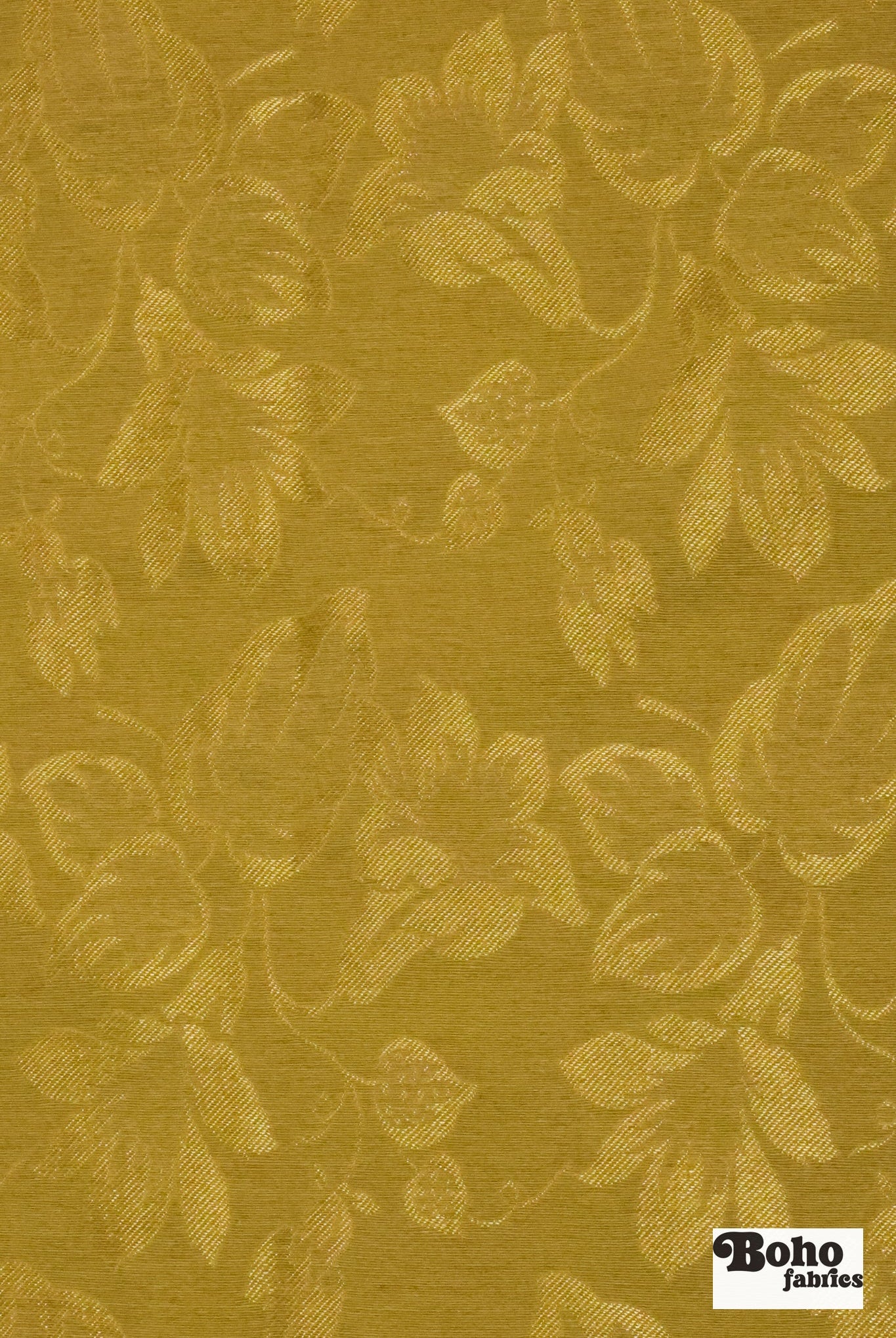 Gold Lily Jacquard Woven Fabric - Boho Fabrics - Jacquard, Woven