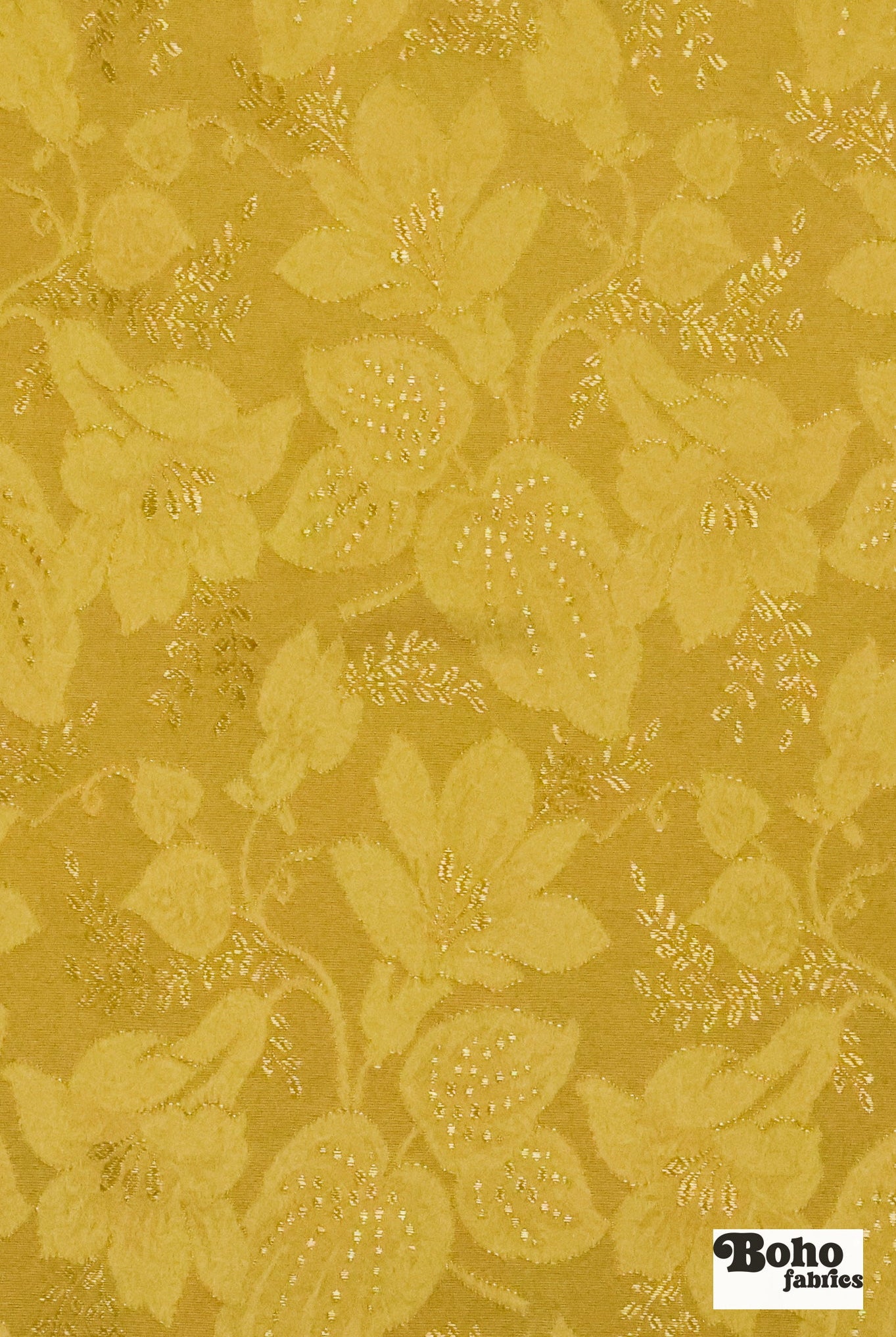 Gold Lily Jacquard Woven Fabric - Boho Fabrics - Jacquard, Woven