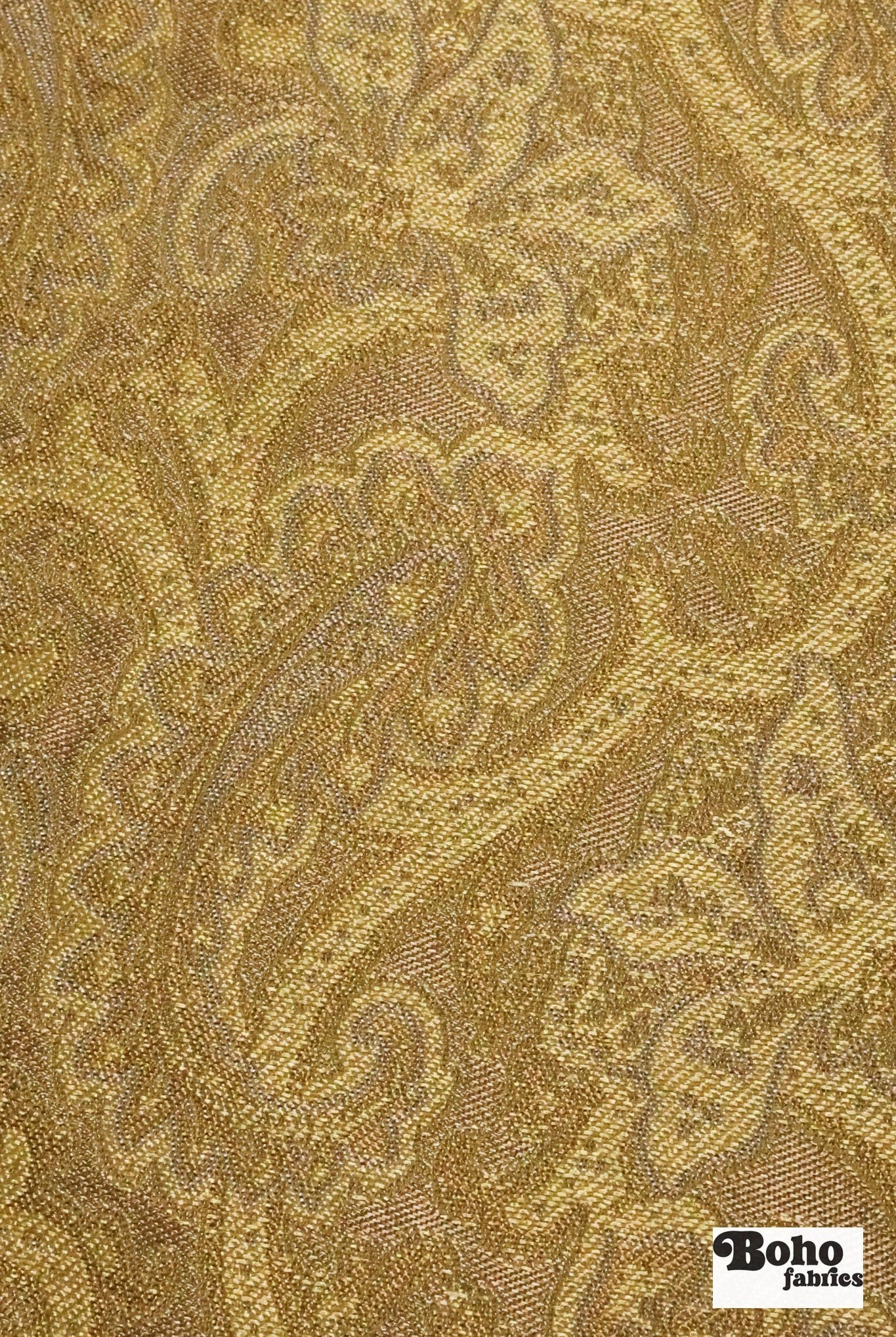 Gold & Silver Paisley Jacquard Woven Fabric - Boho Fabrics - Jacquard, Woven