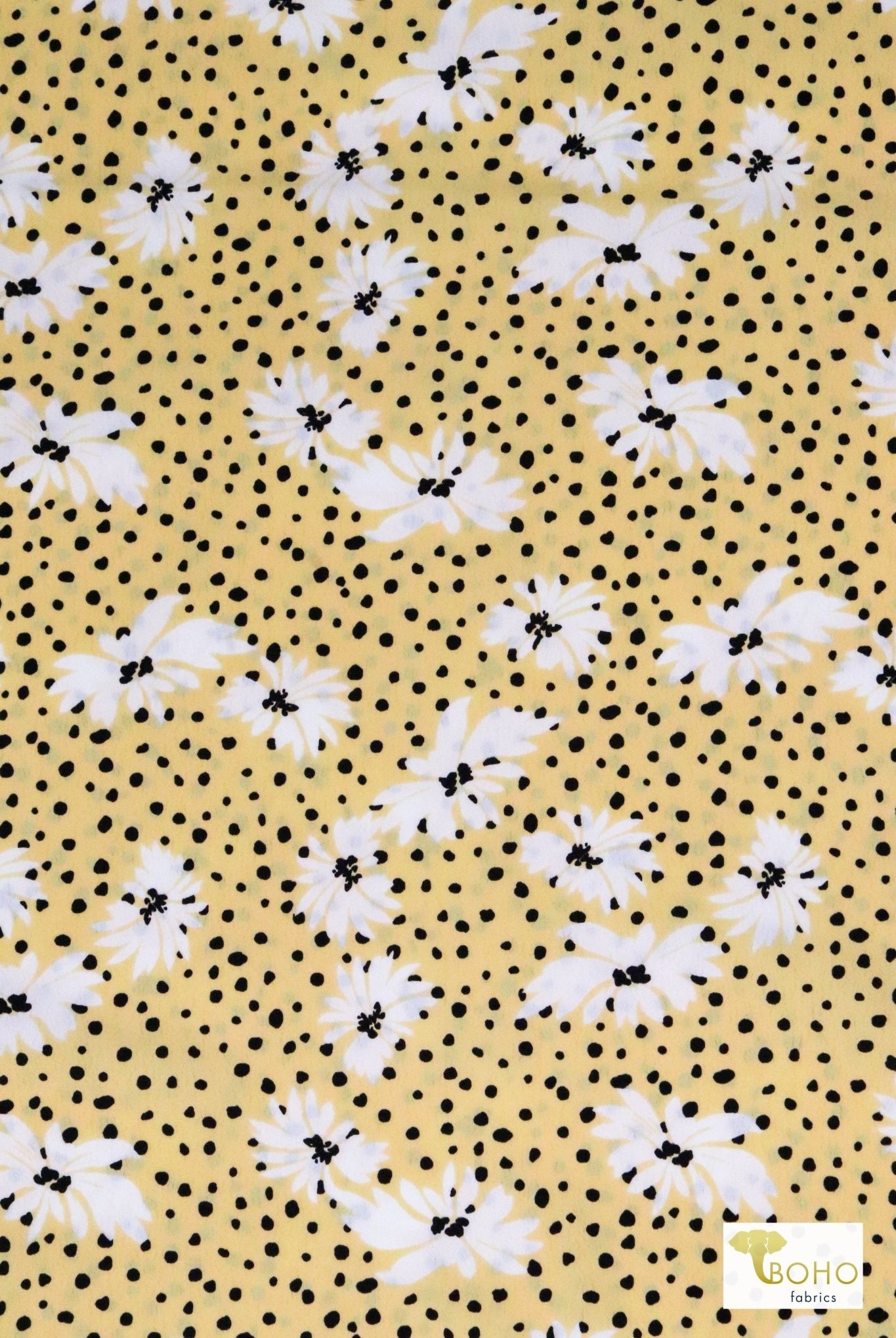 Golden Floral Freckles, Georgette Woven Fabric - Boho Fabrics - Georgette, Woven