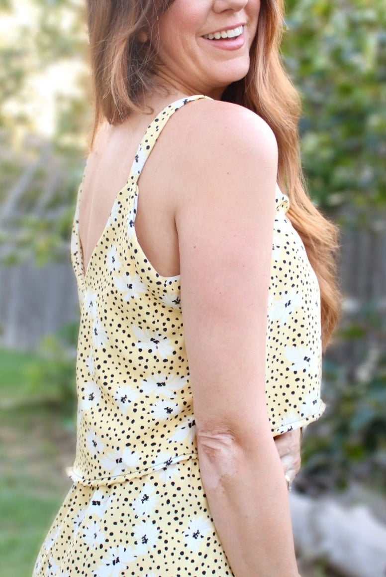 Golden Floral Freckles, Georgette Woven Fabric - Boho Fabrics - Georgette, Woven