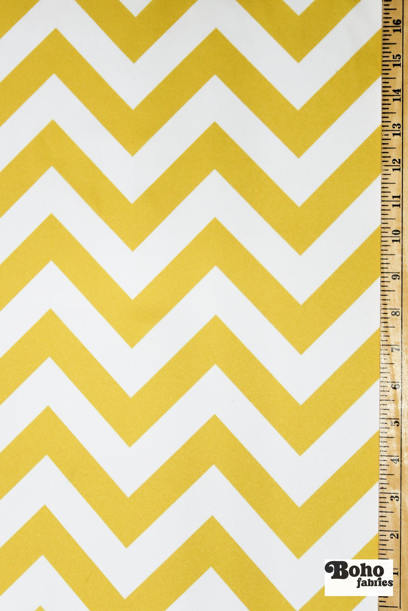 Golden & White, 1" Wide Chevron Canvas Woven Fabric - Boho Fabrics - Canvas Fabric