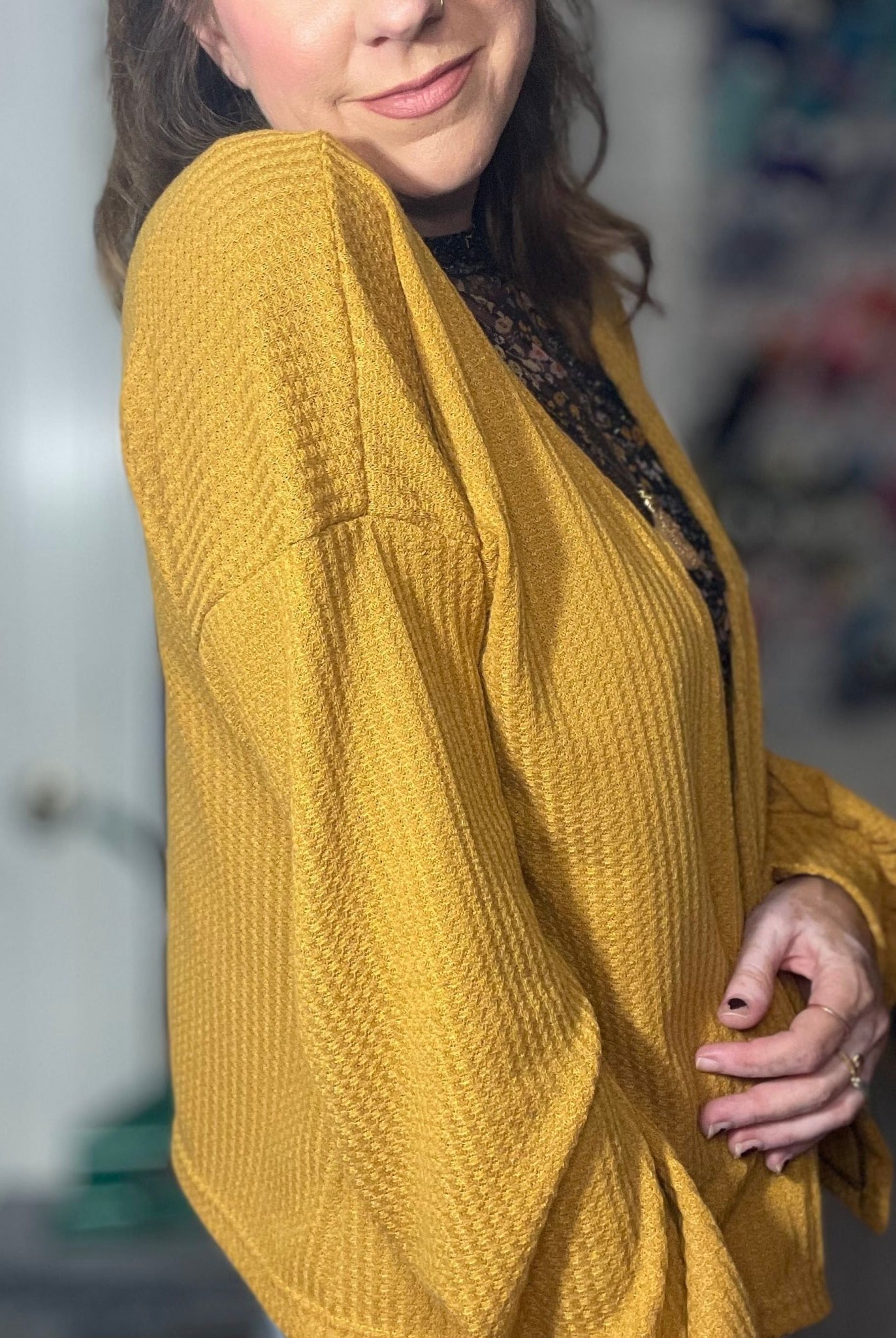 Golden Yellow, Waffle Knit Fabric - Boho Fabrics - Waffle Knits