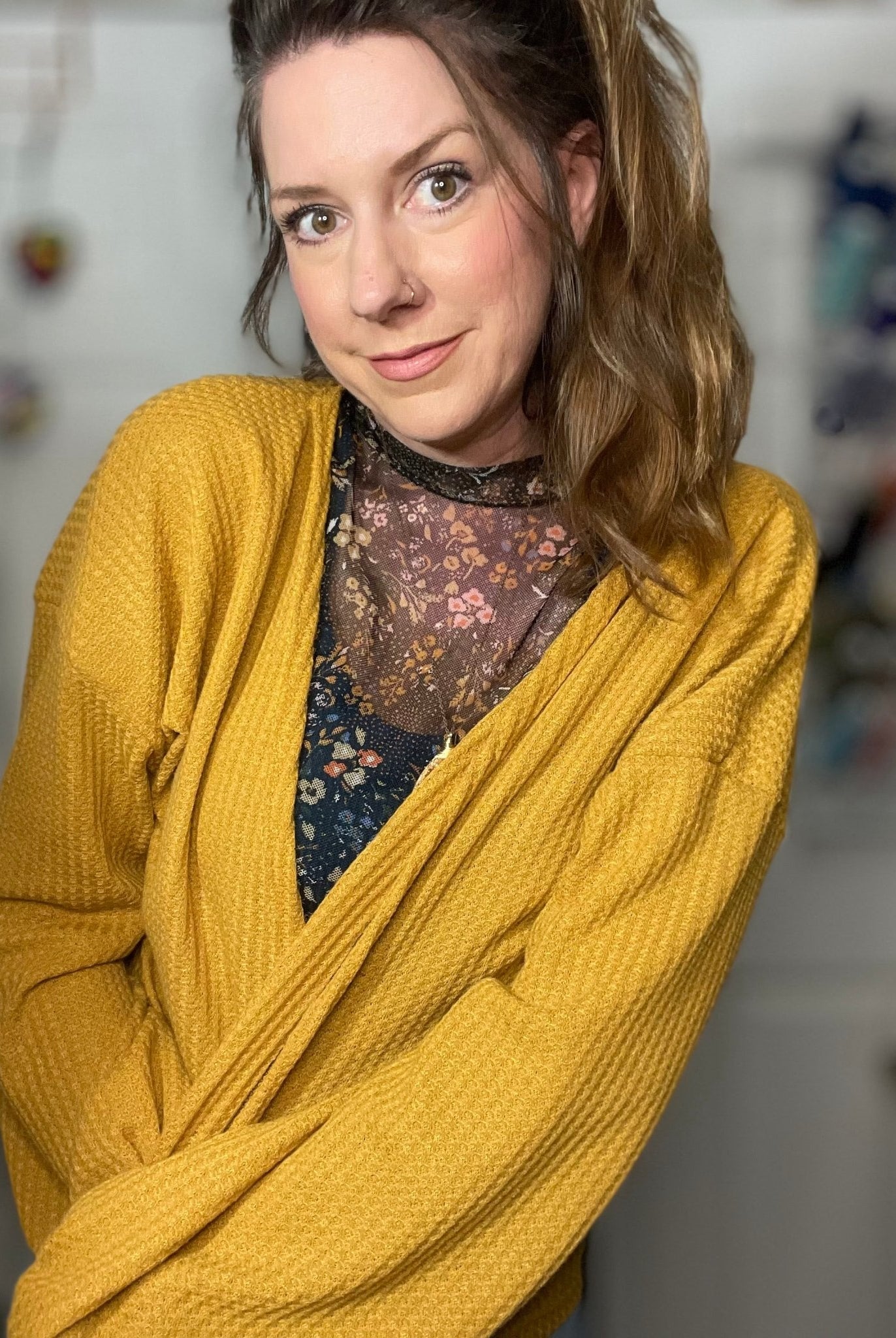 Golden Yellow, Waffle Knit Fabric - Boho Fabrics - Waffle Knits