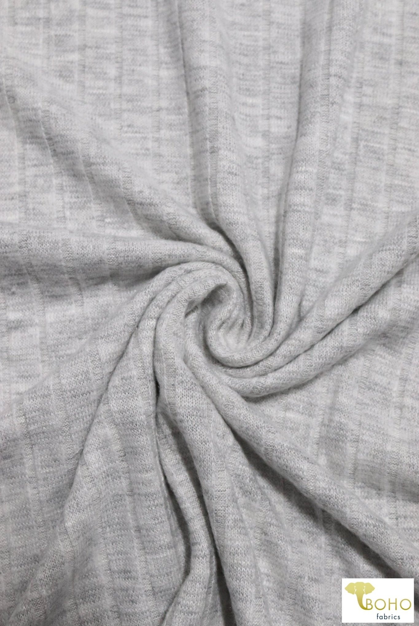 Gray Fog 9x4 Brushed Rib Knit Fabric. BRIB-201-GRY - Boho Fabrics