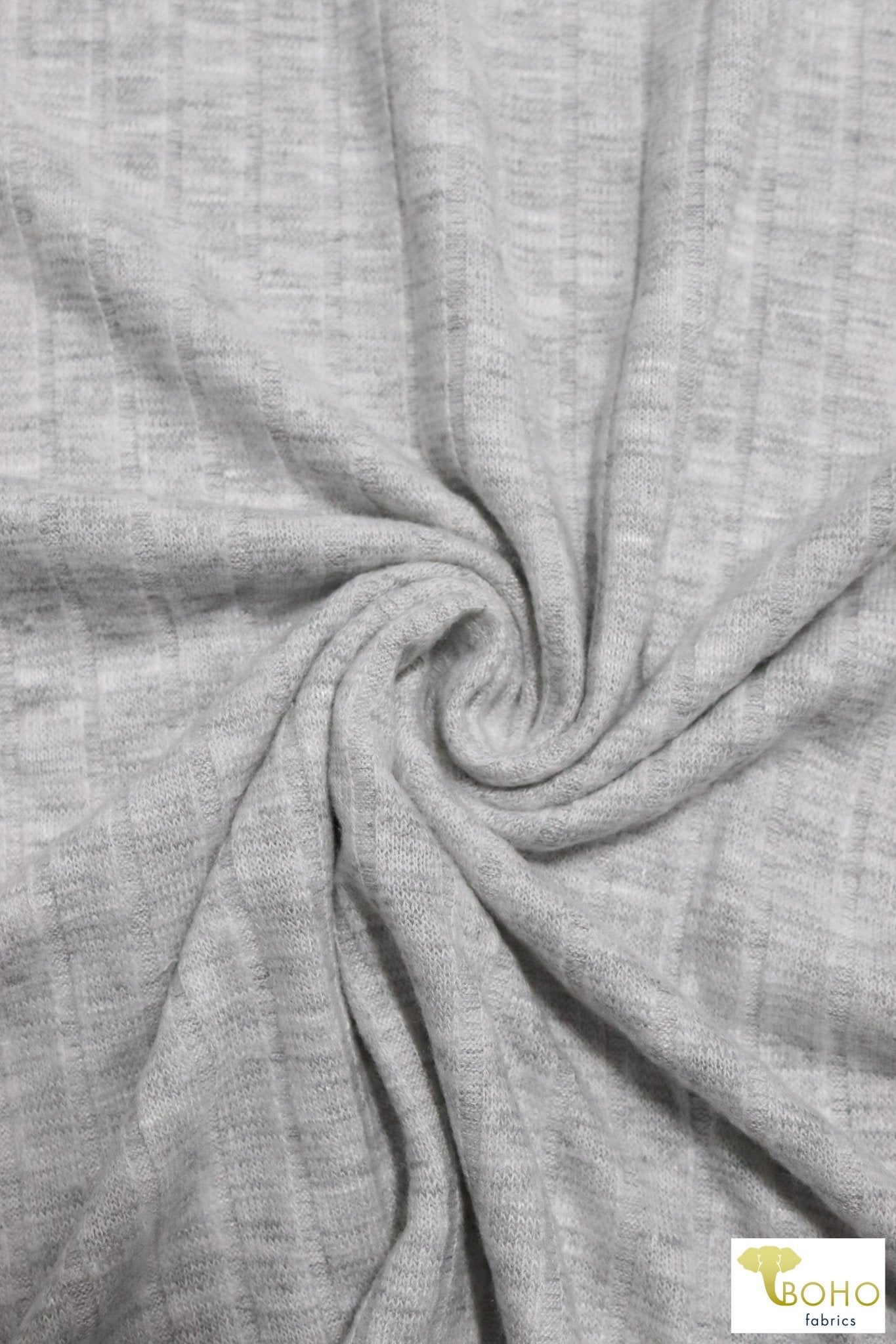 Gray Fog 9x4 Brushed Rib Knit Fabric. BRIB-201-GRY - Boho Fabrics