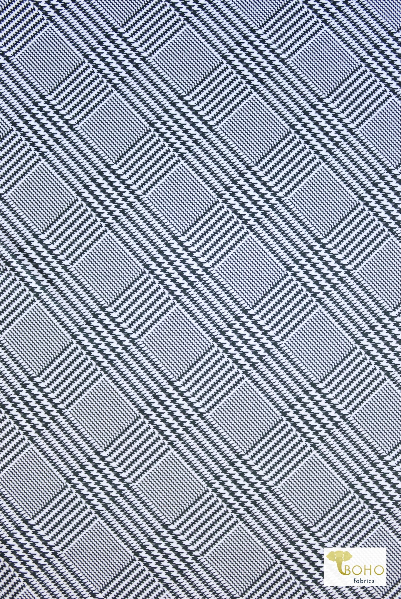Gray Houndstooth, Athletic Knit Fabric - Boho Fabrics - Athletic Knit Fabric