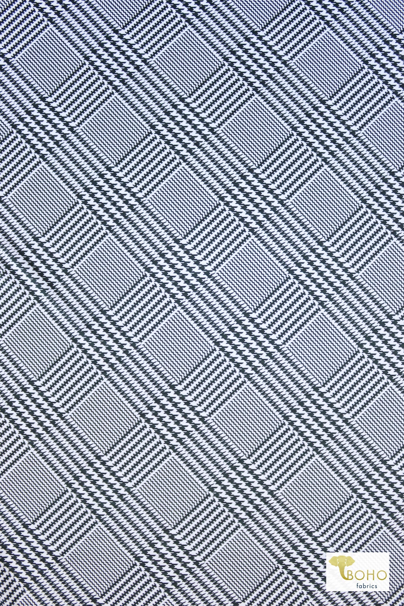 Gray Houndstooth, Athletic Knit Fabric - Boho Fabrics - Athletic Knit Fabric