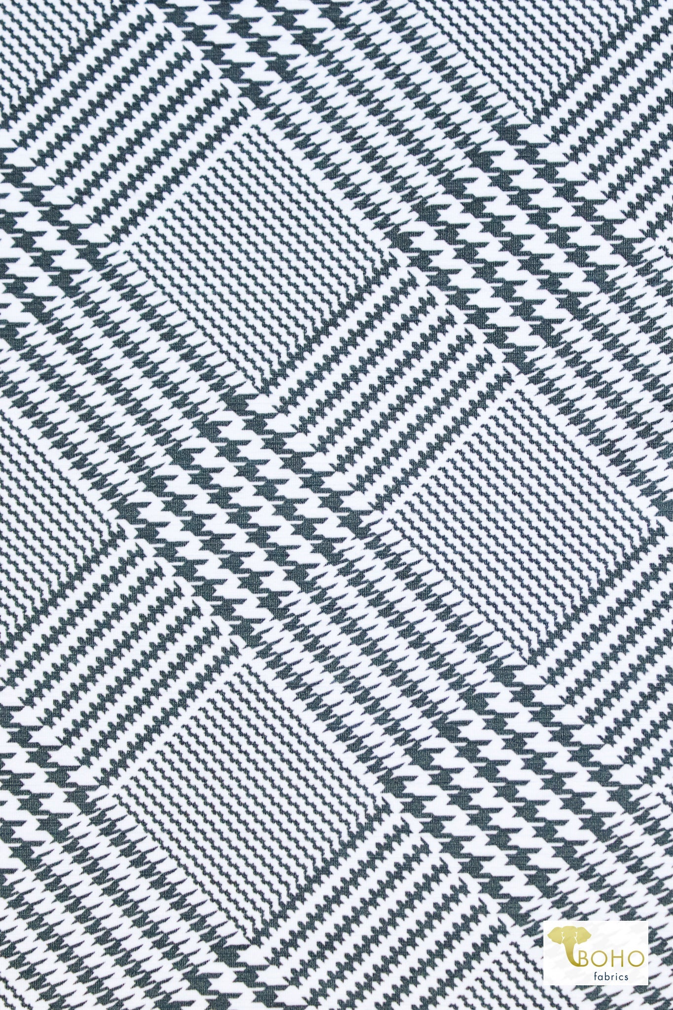 Gray Houndstooth, Athletic Knit Fabric - Boho Fabrics - Athletic Knit Fabric