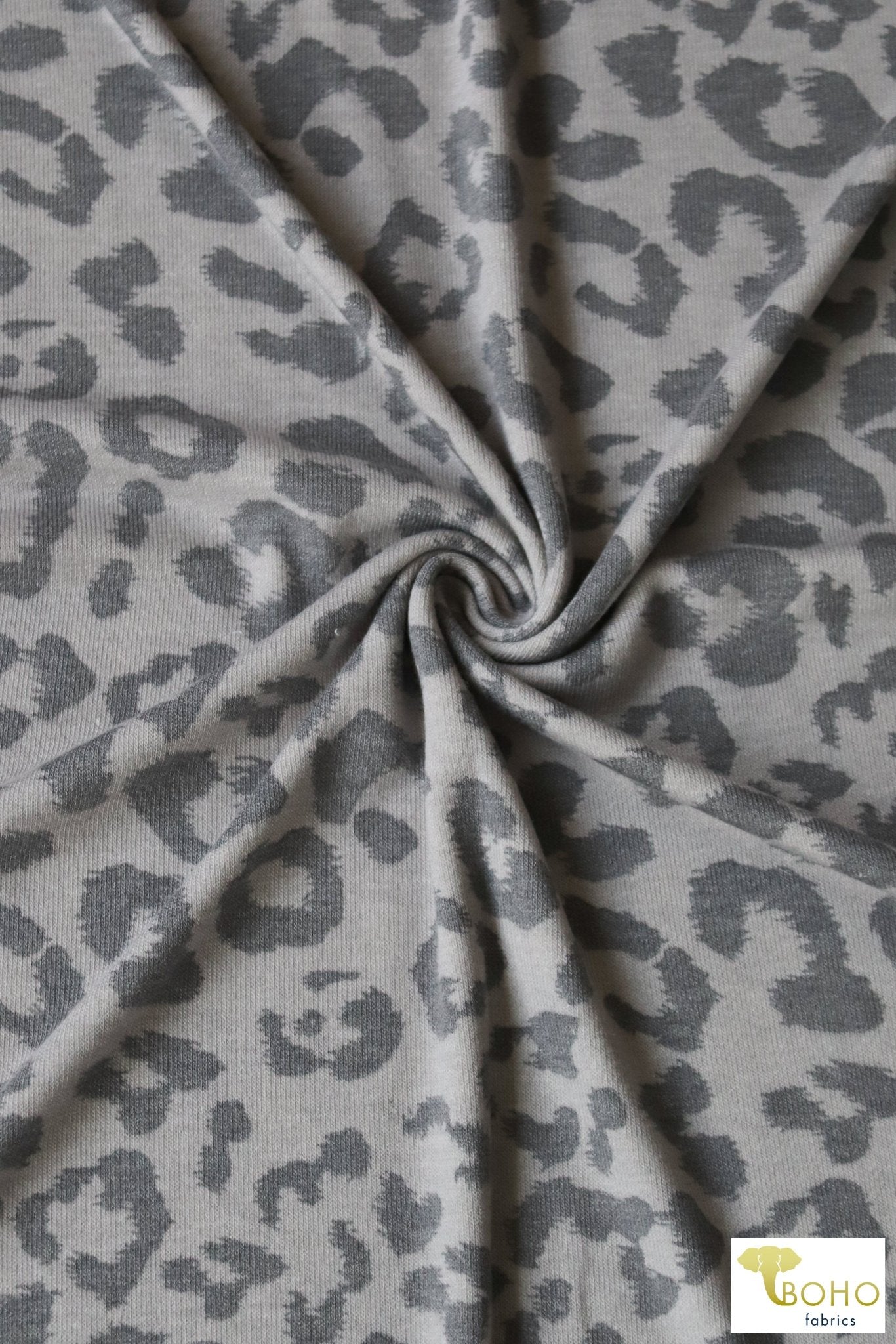 Gray Lynx, Printed Sweater Knit. PRSW-139 - Boho Fabrics