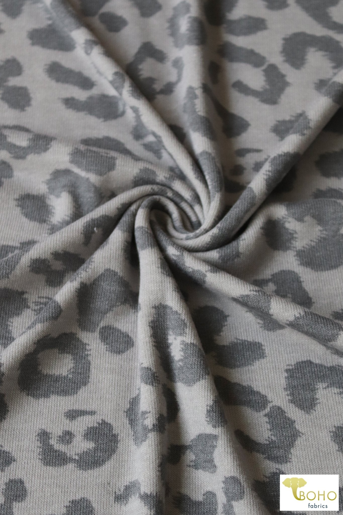 Gray Lynx, Printed Sweater Knit. PRSW-139 - Boho Fabrics