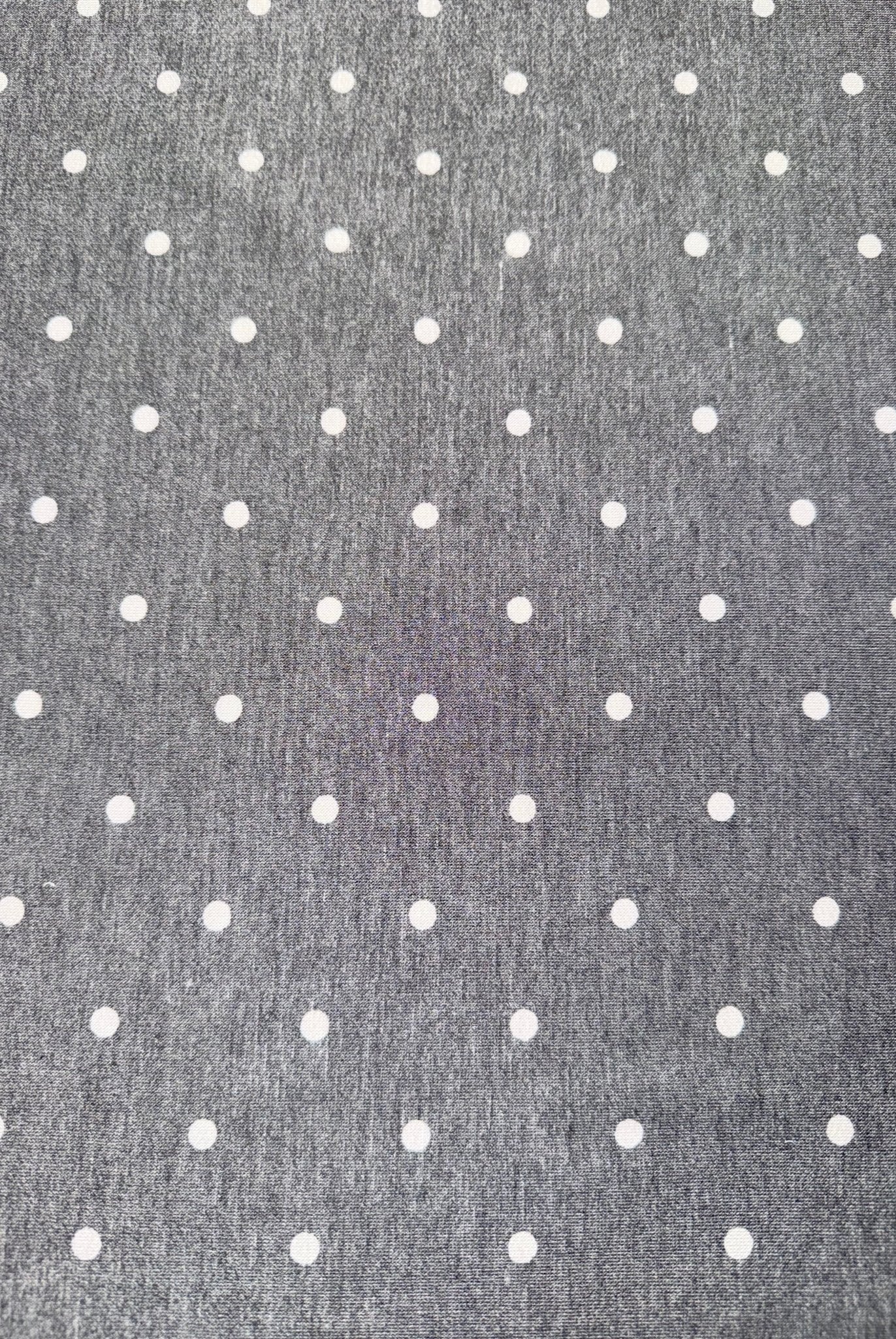 Gray Polka Dots, French Terry Knit Fabric - Boho Fabrics - French Terry Prints, Knit Fabric