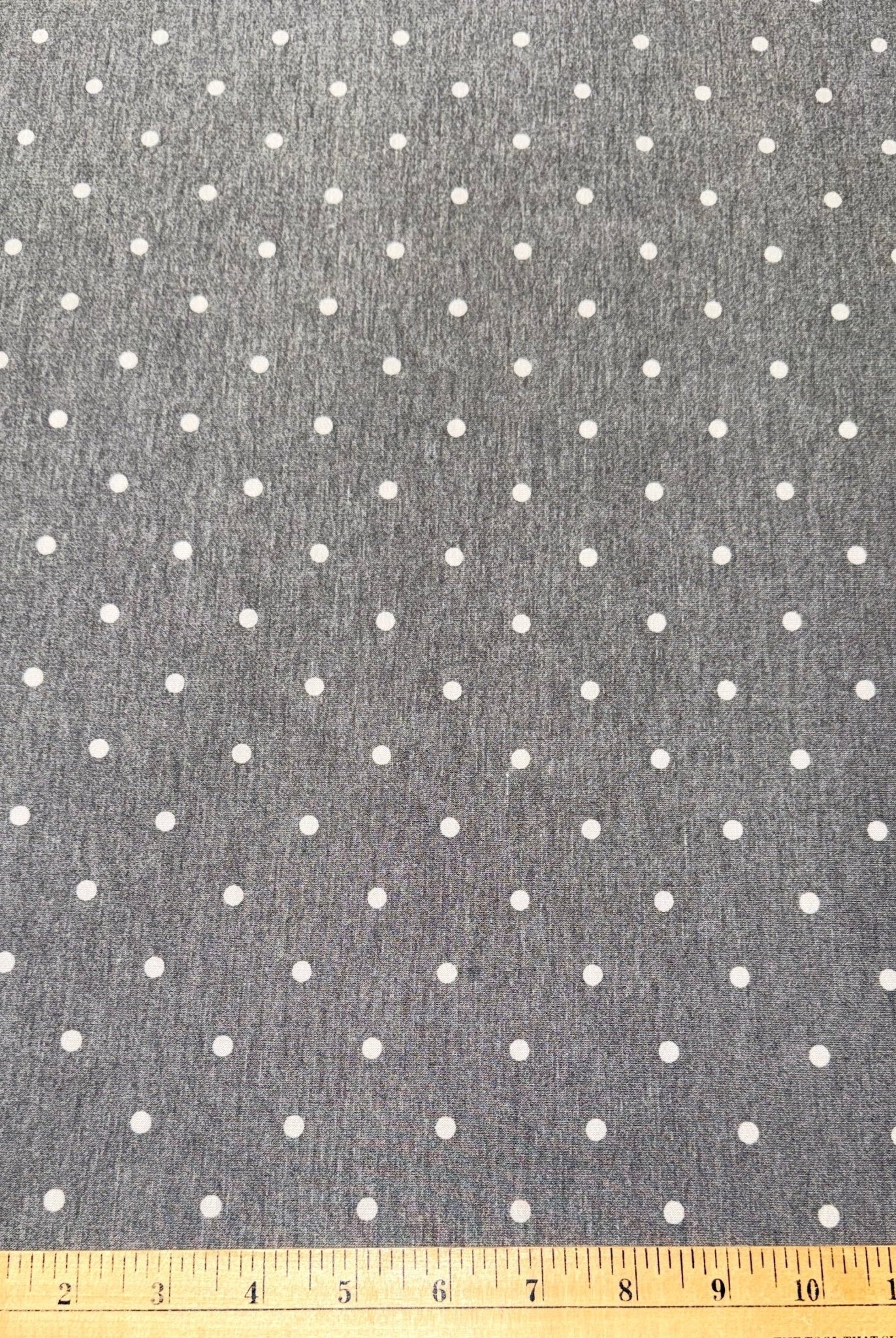 Gray Polka Dots, French Terry Knit Fabric - Boho Fabrics - French Terry Prints, Knit Fabric