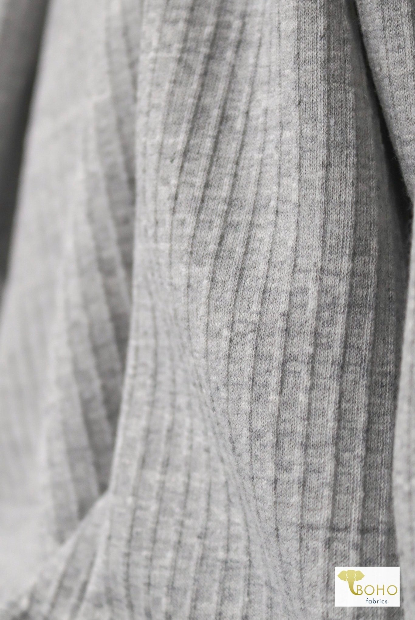 Gray Ruffle, Rib Knit Fabric - Boho Fabrics