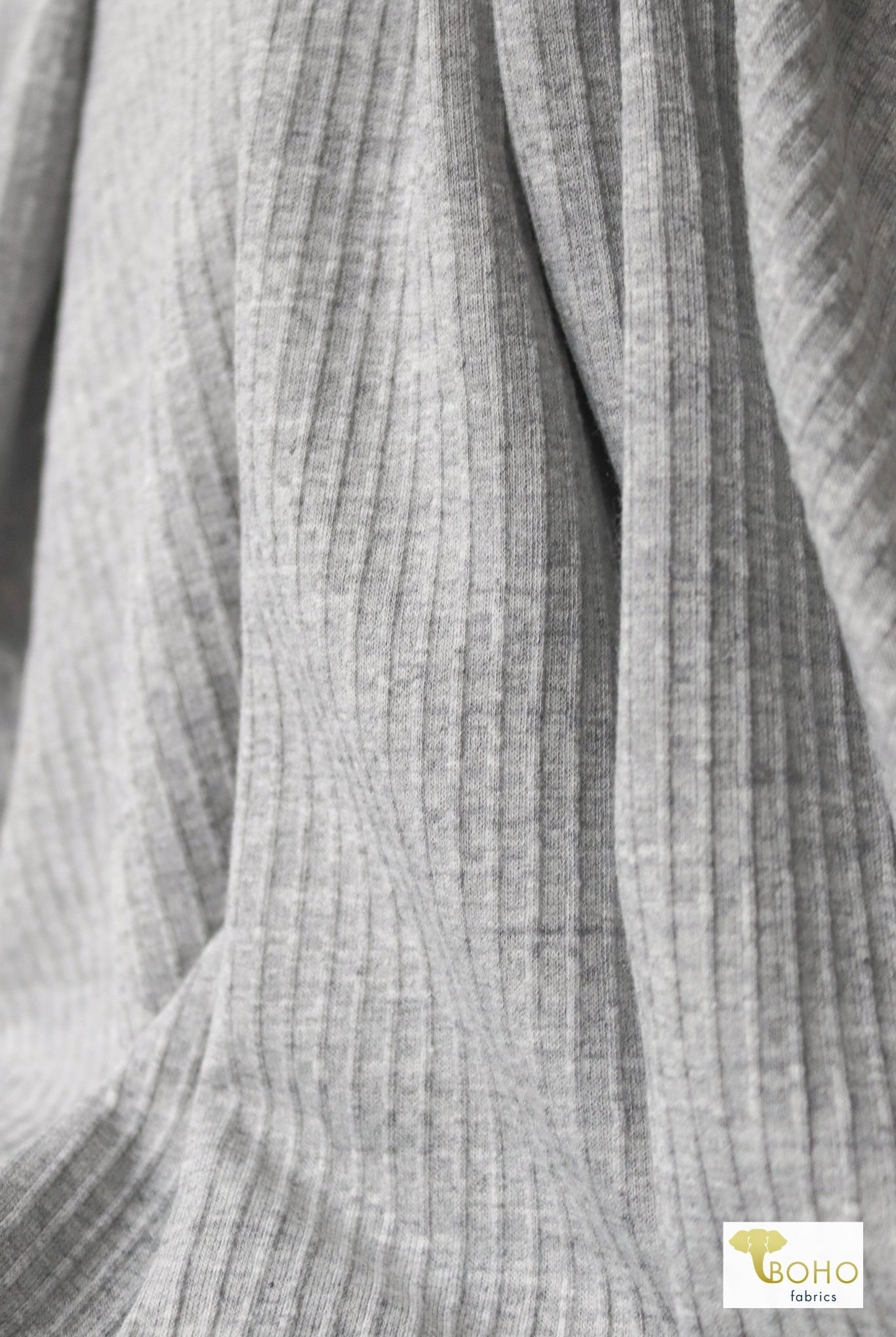 Gray Ruffle, Rib Knit Fabric - Boho Fabrics