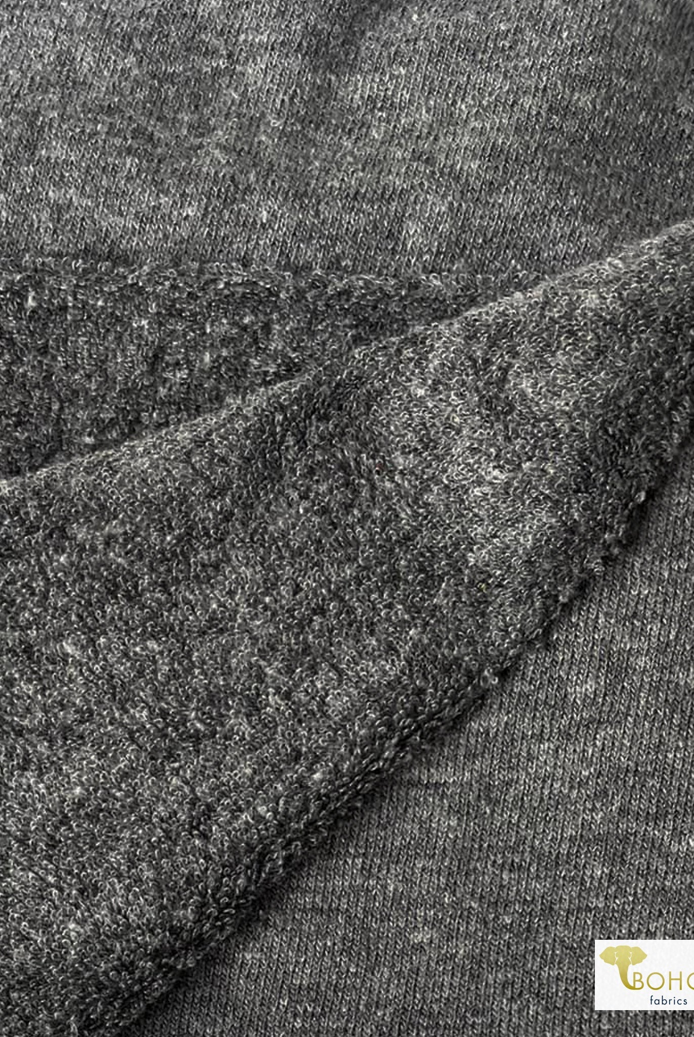 Gray, Terry Cloth Knit Fabric - Boho Fabrics - French Terry Solid Knit