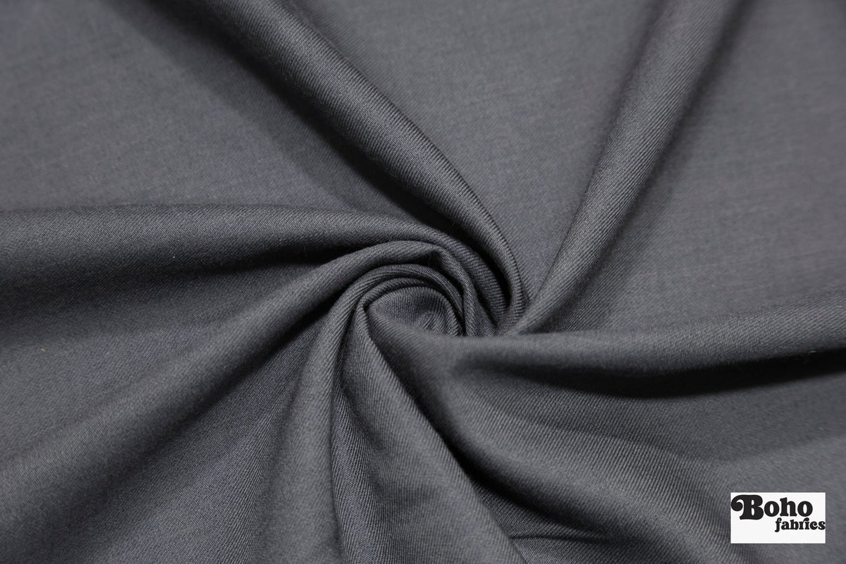 Gray Twill Wool Suiting Woven Fabric - Boho Fabrics - Woven, Fabric