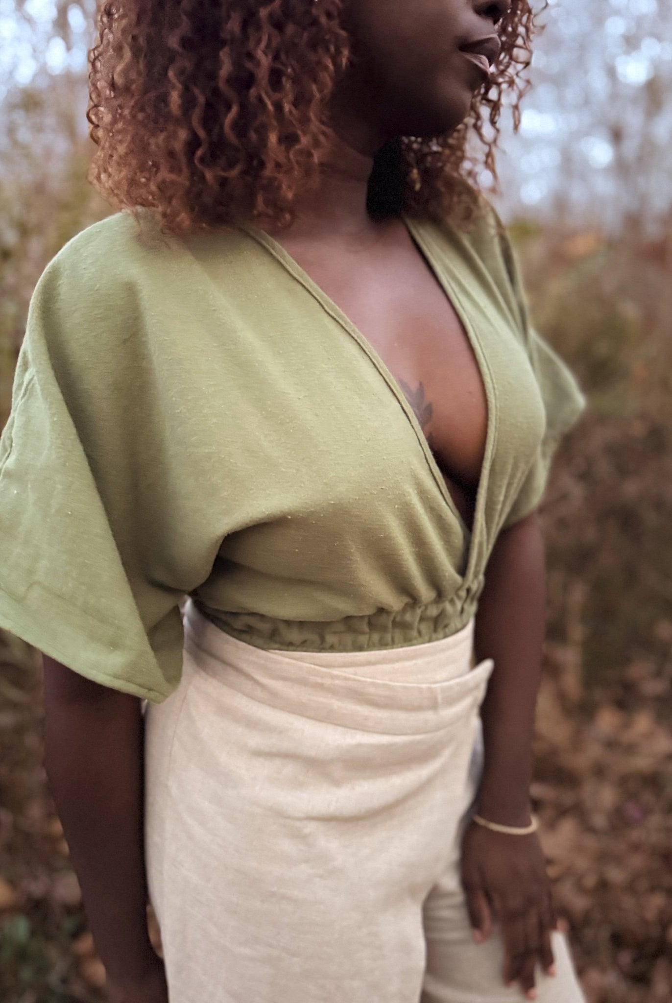 Green Brushed, Twill Woven Fabric - Boho Fabrics - Twill, Woven