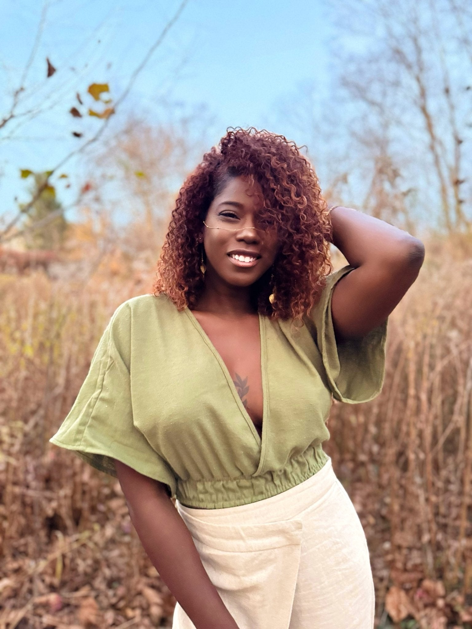 Green Brushed, Twill Woven Fabric - Boho Fabrics - Twill, Woven