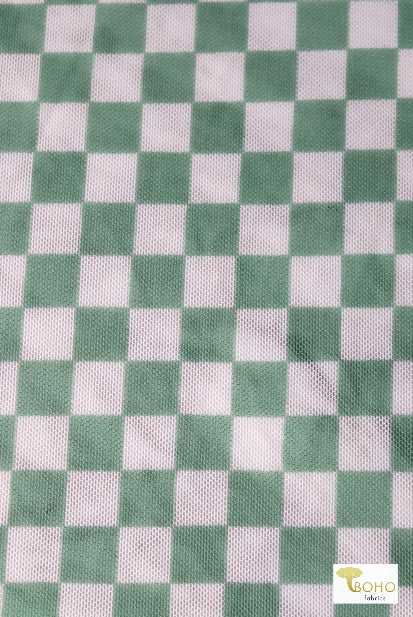 Green Checker, Stretch Mesh - Boho Fabrics