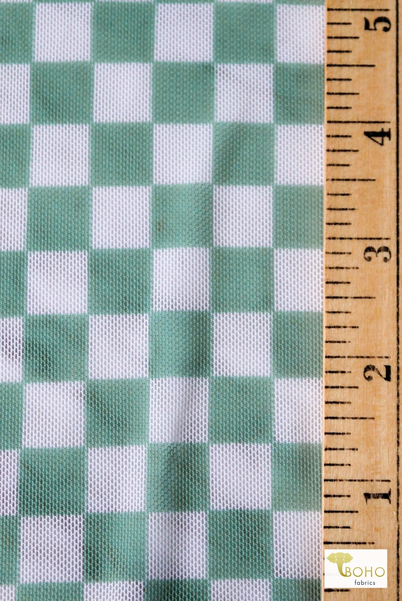 Green Checker, Stretch Mesh - Boho Fabrics