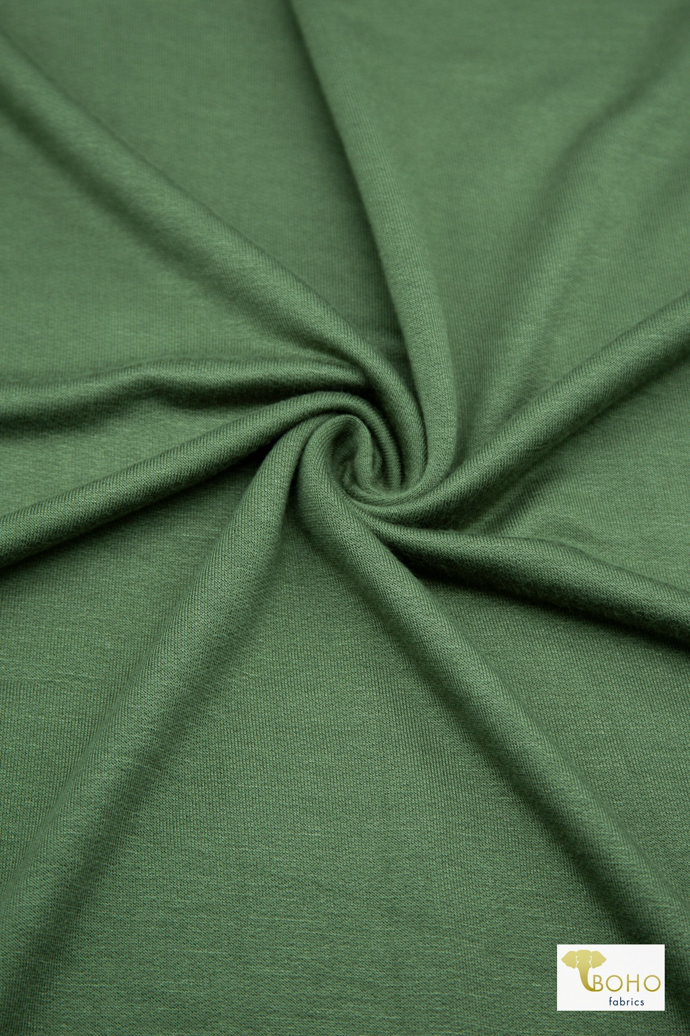 Green, French Terry Solid Knit Fabric - Boho Fabrics - French Terry Solid Knit