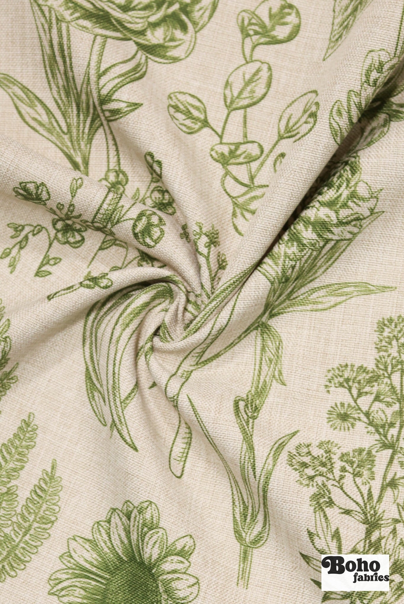 Green Garden Medley Linen-Look Woven Fabric - Boho Fabrics - Home Dec. & Upholstery Fabric