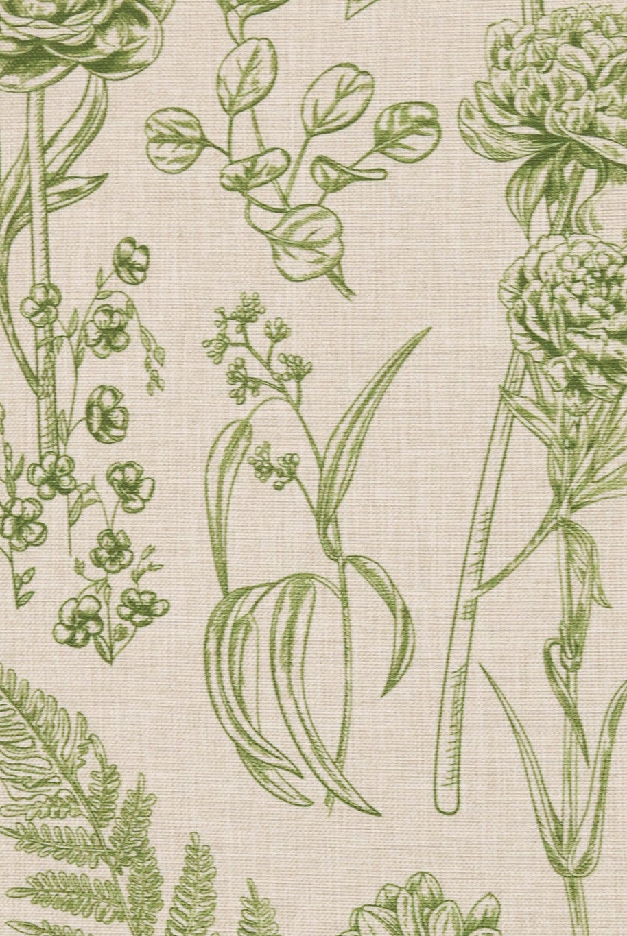 Green Garden Medley Linen-Look Woven Fabric - Boho Fabrics - Home Dec. & Upholstery Fabric