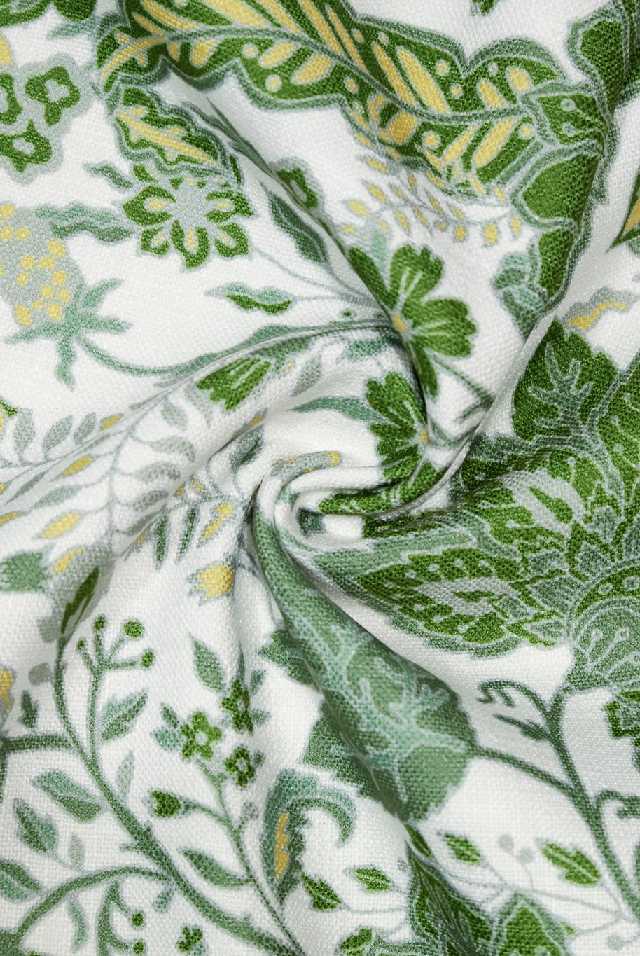 Green Jacobean Botanical Linen-Look Canvas Woven Fabric - Boho Fabrics - Home Dec. & Upholstery Fabric