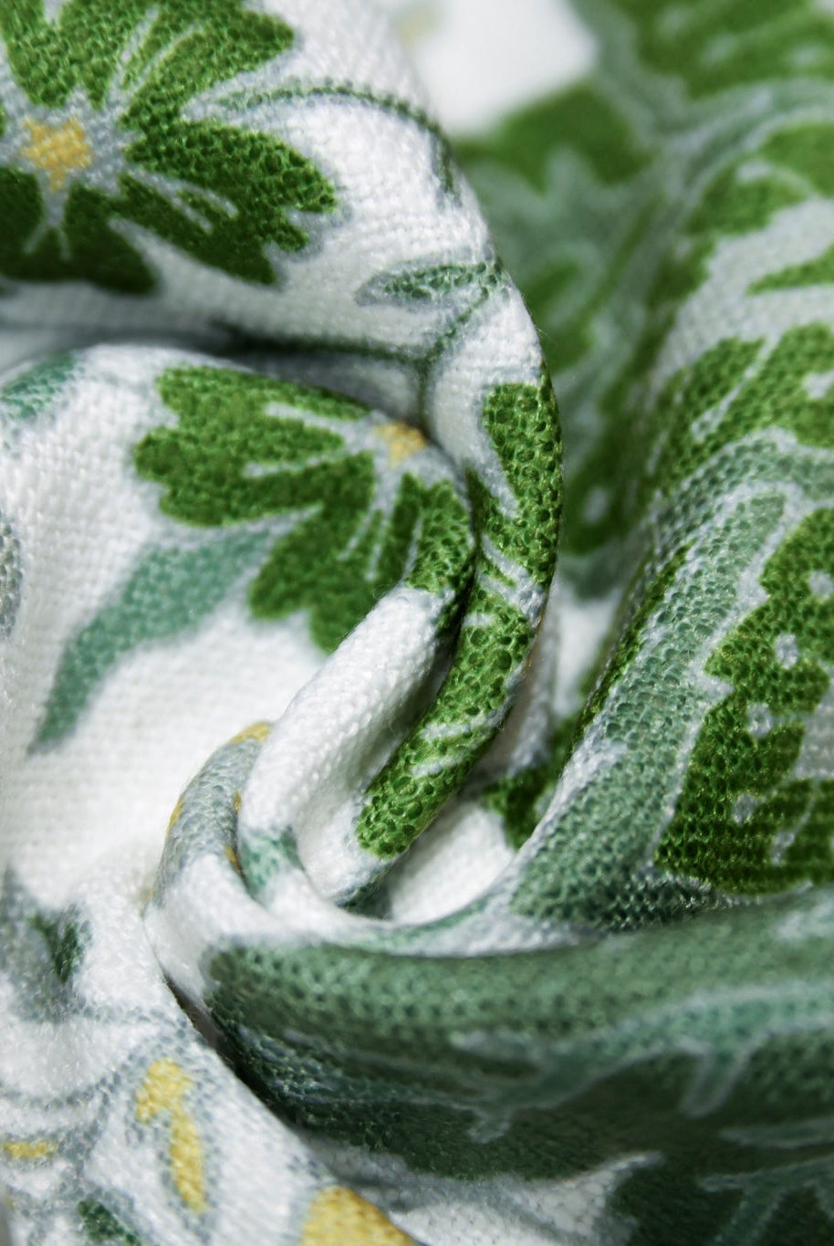 Green Jacobean Botanical Linen-Look Canvas Woven Fabric - Boho Fabrics - Home Dec. & Upholstery Fabric