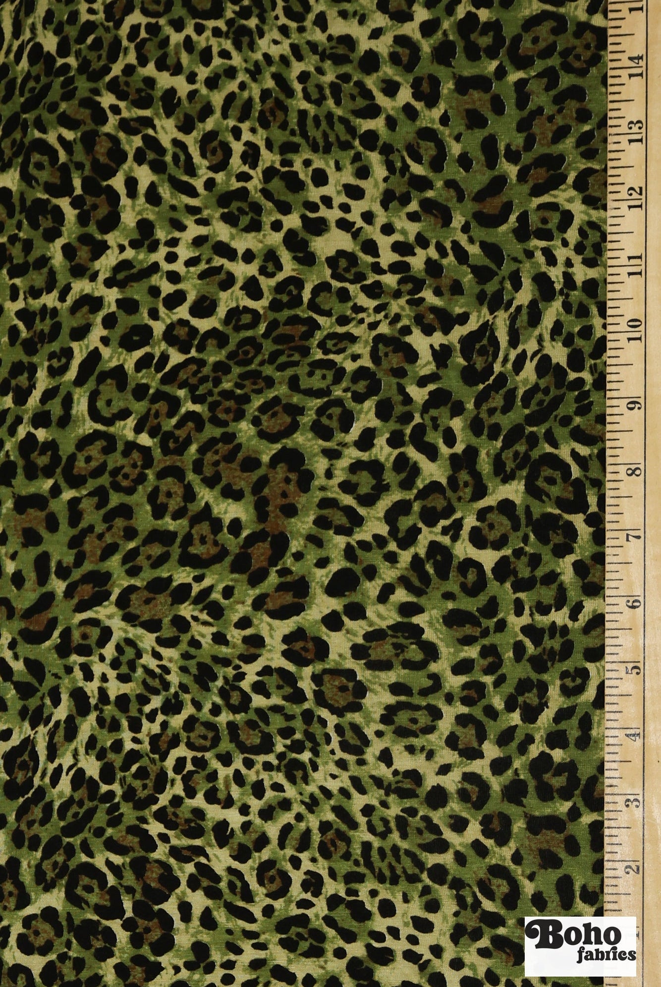 Green Leopard Print, Rayon Spandex Jersey Knit Fabric - Boho Fabrics - Rayon Jersey Solid, Knit Fabric