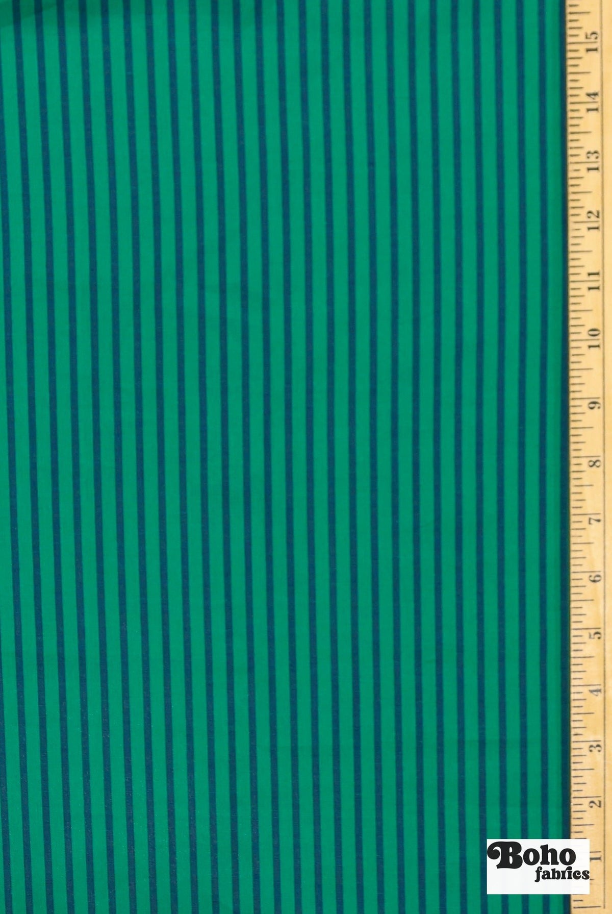 Green & Navy Stripes Woven Fabric - Boho Fabrics - Woven Fabric