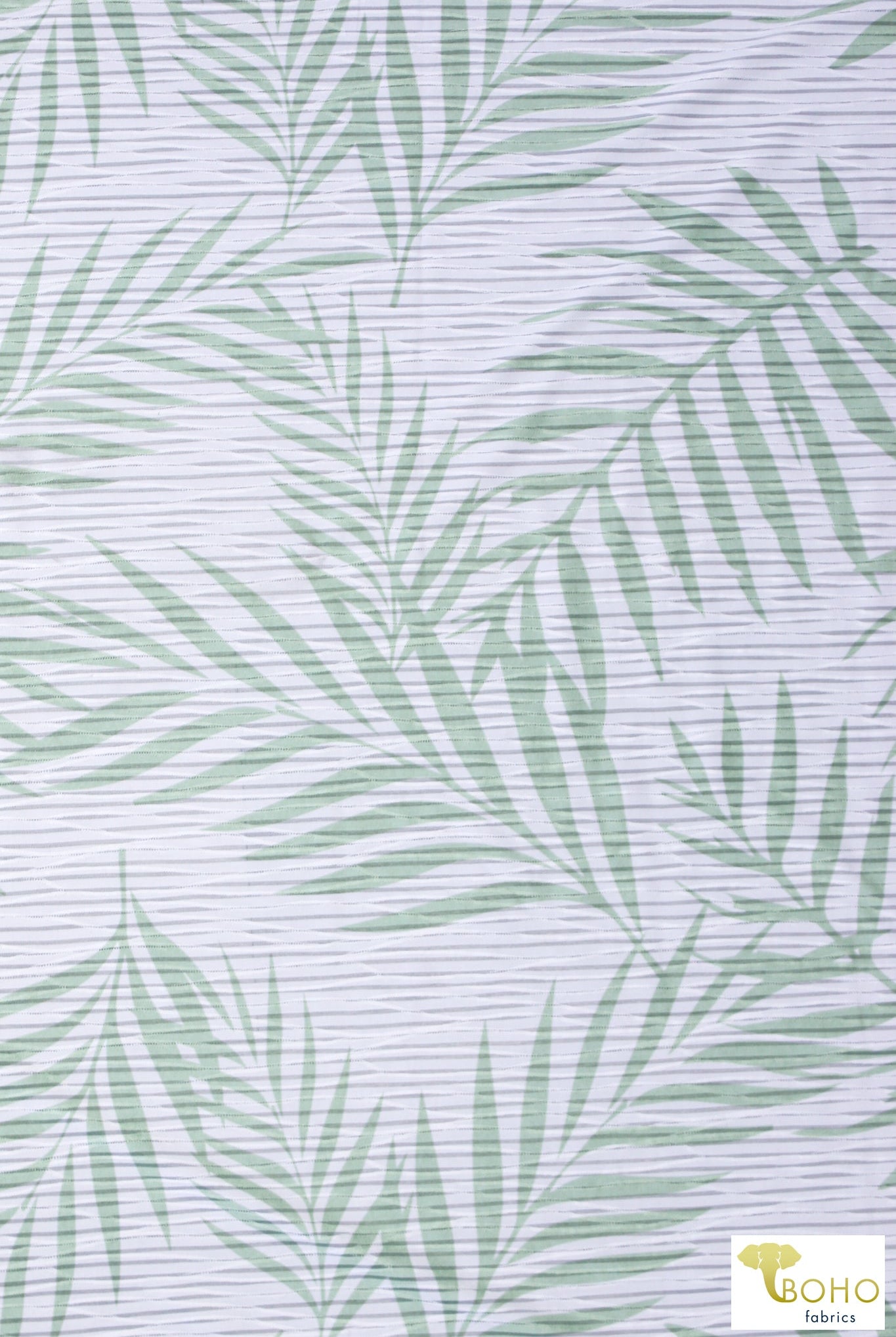 Green Palms, Burnout Jersey Knit. JER-P-108-GRN - Boho Fabrics