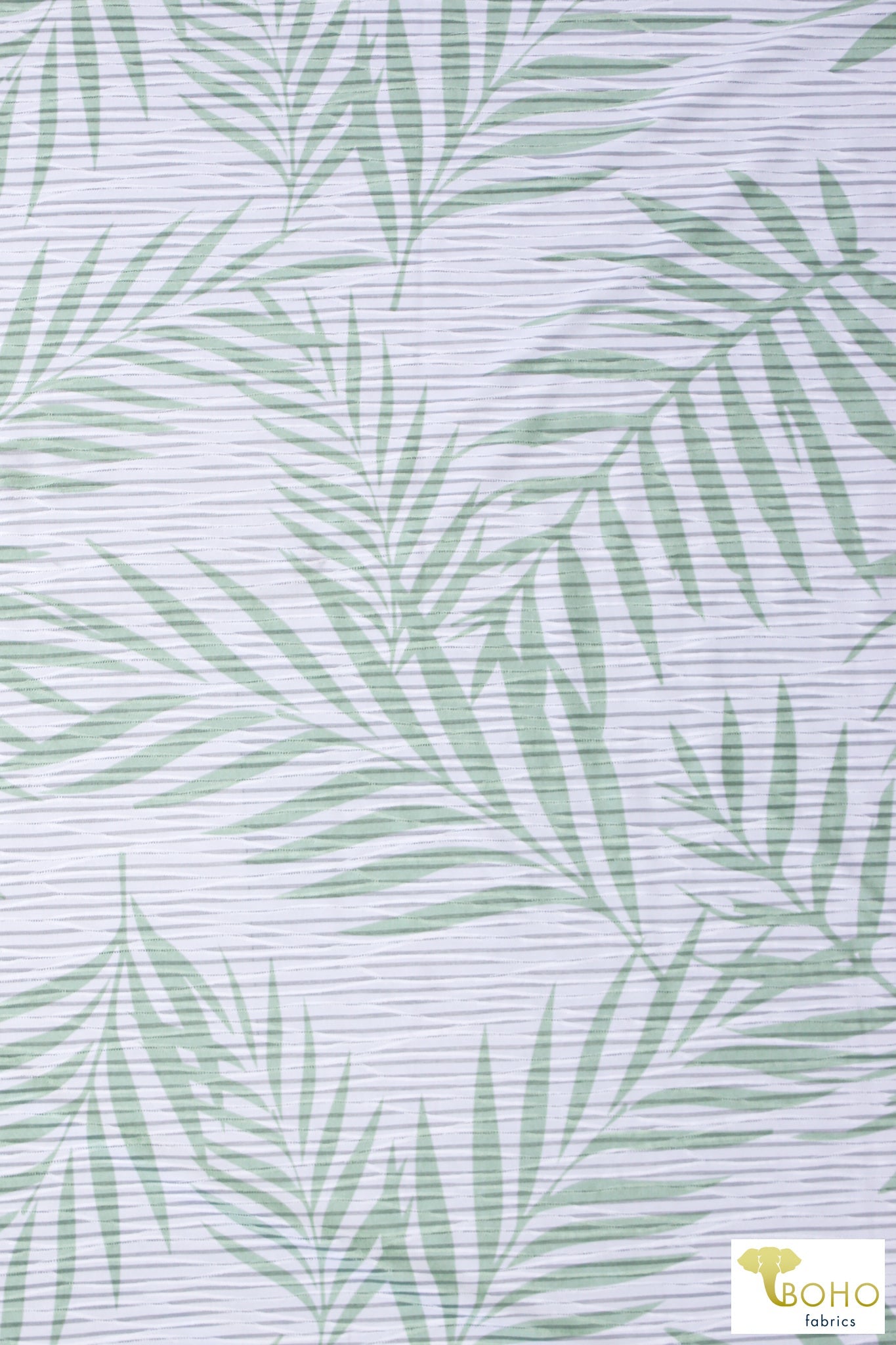 Green Palms, Burnout Jersey Knit. JER-P-108-GRN - Boho Fabrics