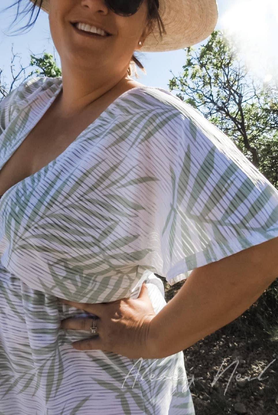 Green Palms, Burnout Jersey Knit. JER-P-108-GRN - Boho Fabrics