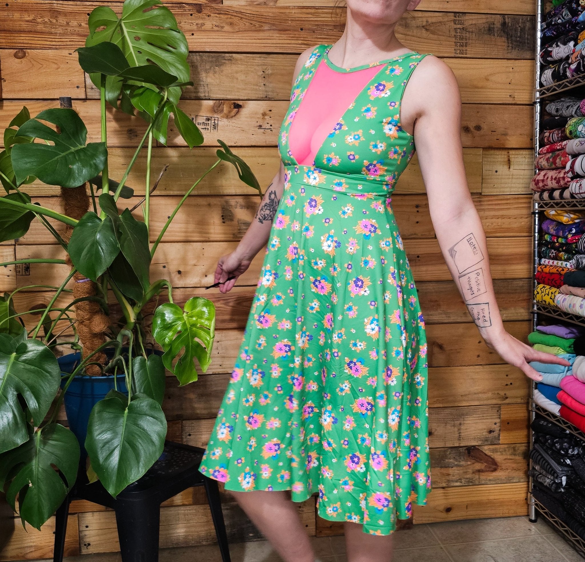 Green Picnic, Printed Athletic Knit Fabric - Boho Fabrics - Athletic Knit Fabric