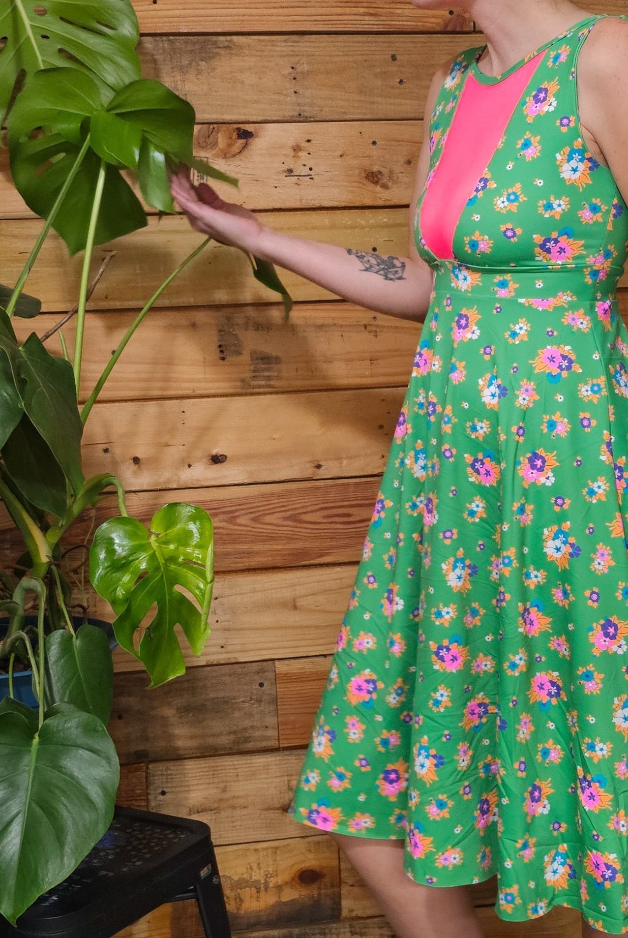 Green Picnic, Printed Athletic Knit Fabric - Boho Fabrics - Athletic Knit Fabric