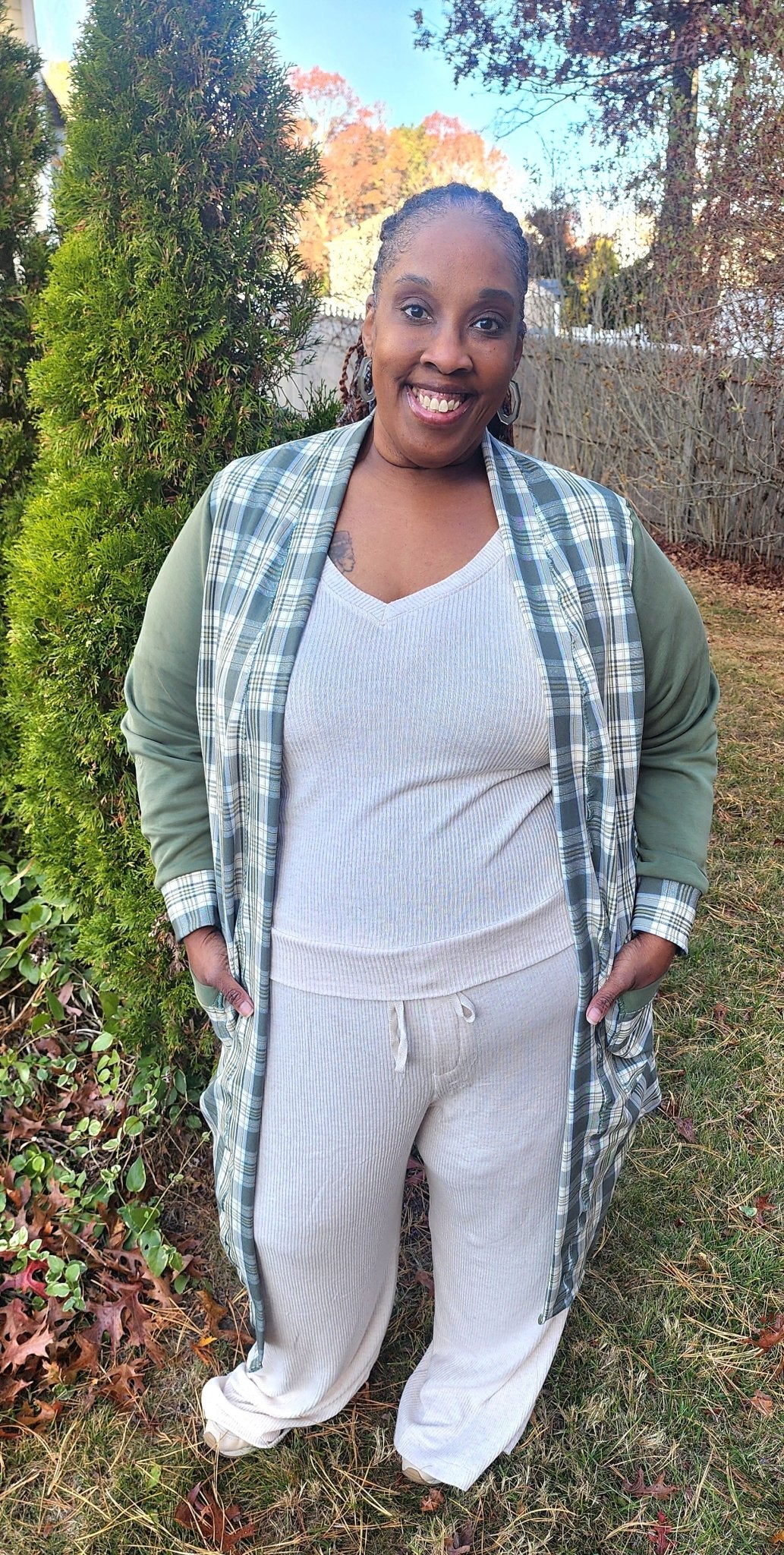 Green Plaid, Stretch Woven Fabric - Boho Fabrics - Stretch Woven