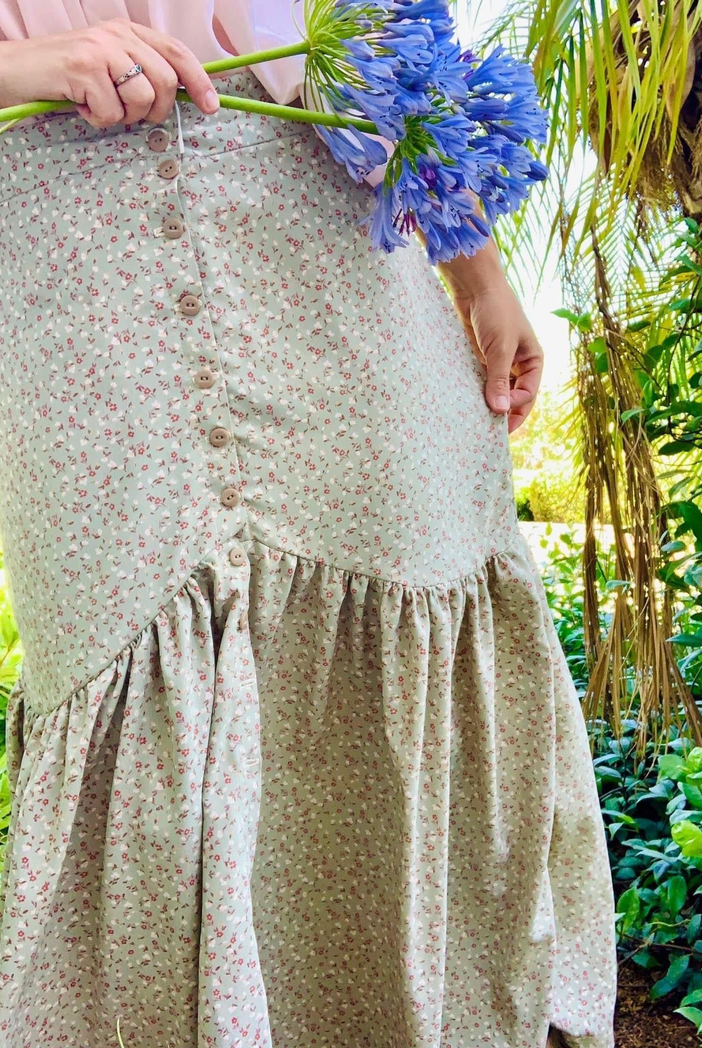 Green Prairie Florals, Georgette Woven - Boho Fabrics