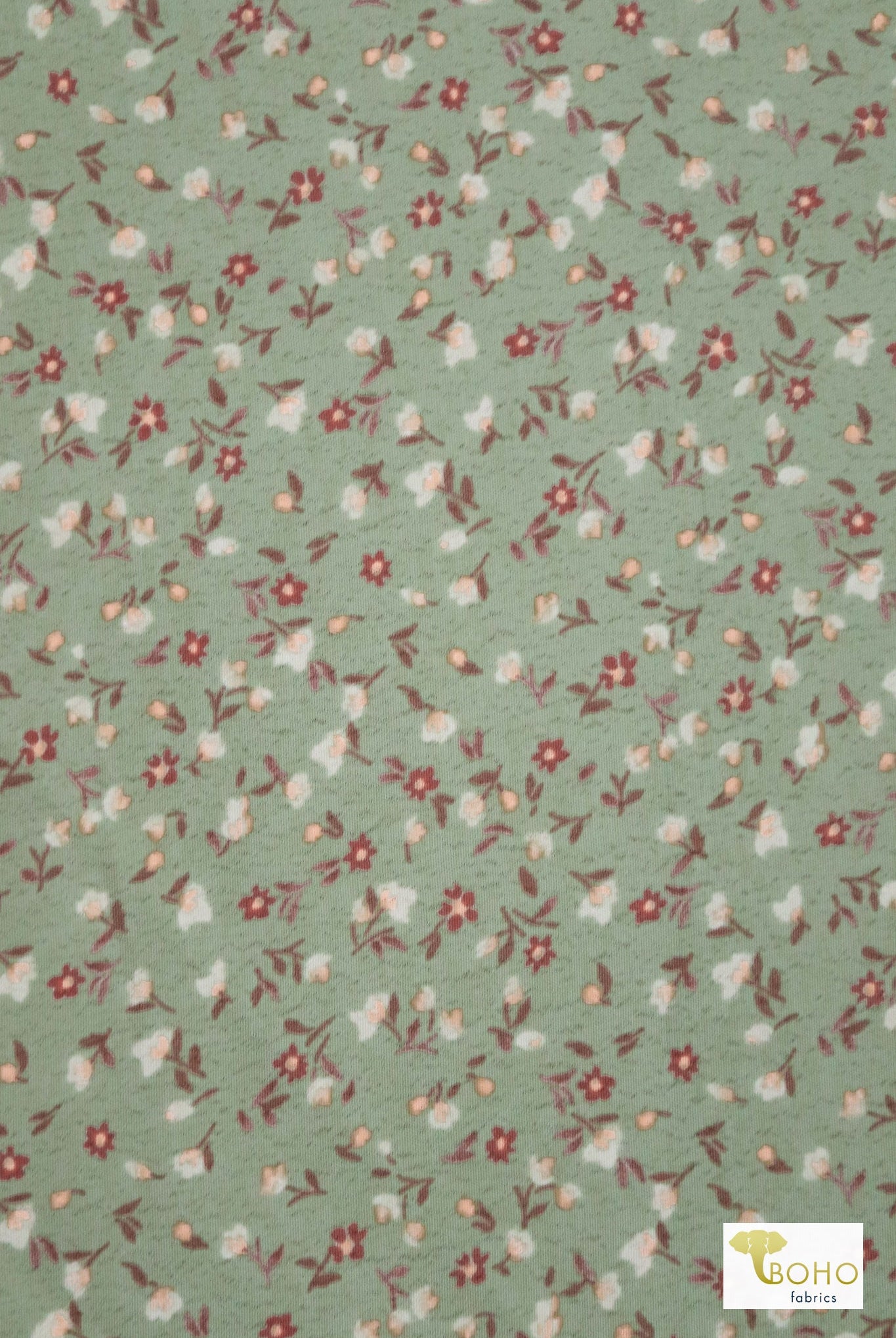 Green Prairie Florals, Georgette Woven - Boho Fabrics