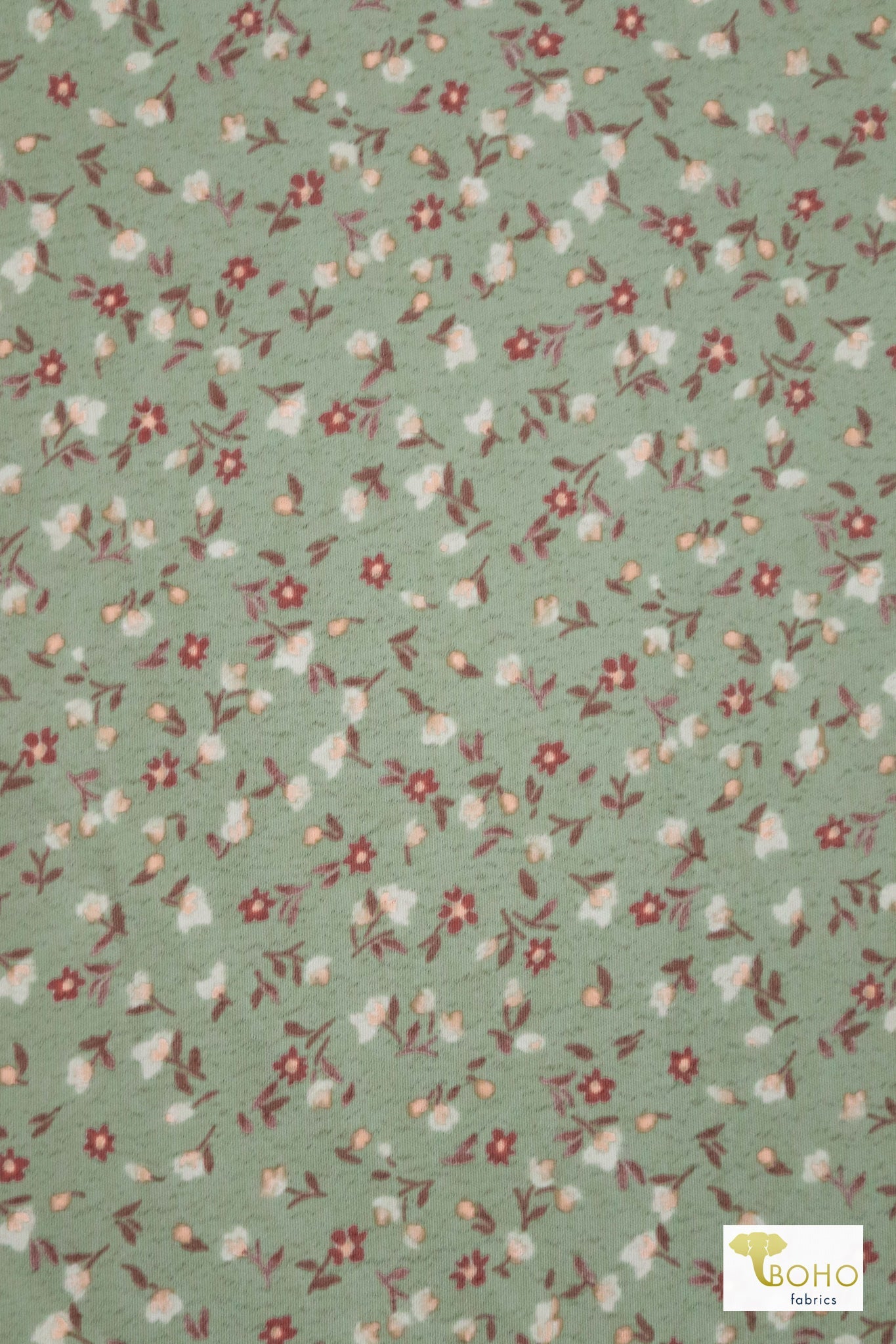 Green Prairie Florals, Georgette Woven - Boho Fabrics