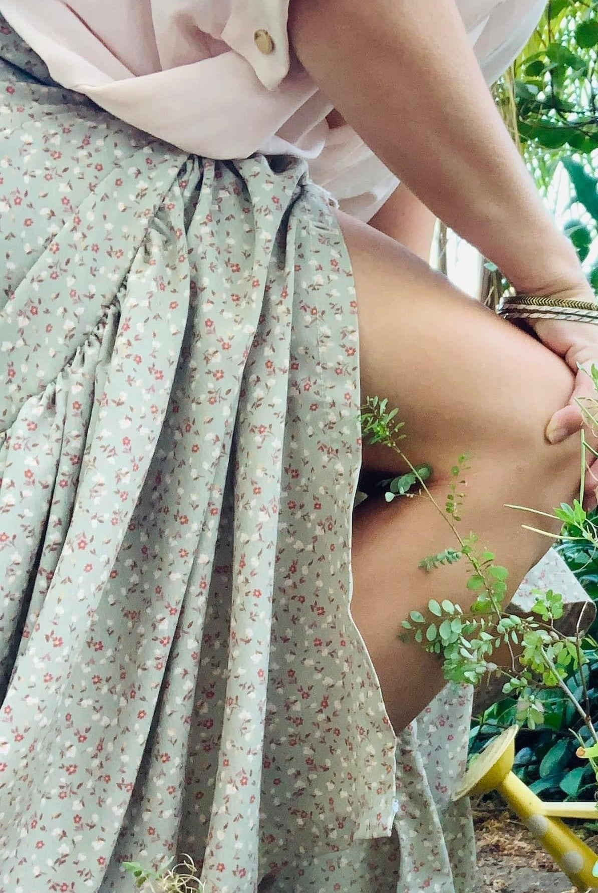 Green Prairie Florals, Georgette Woven - Boho Fabrics