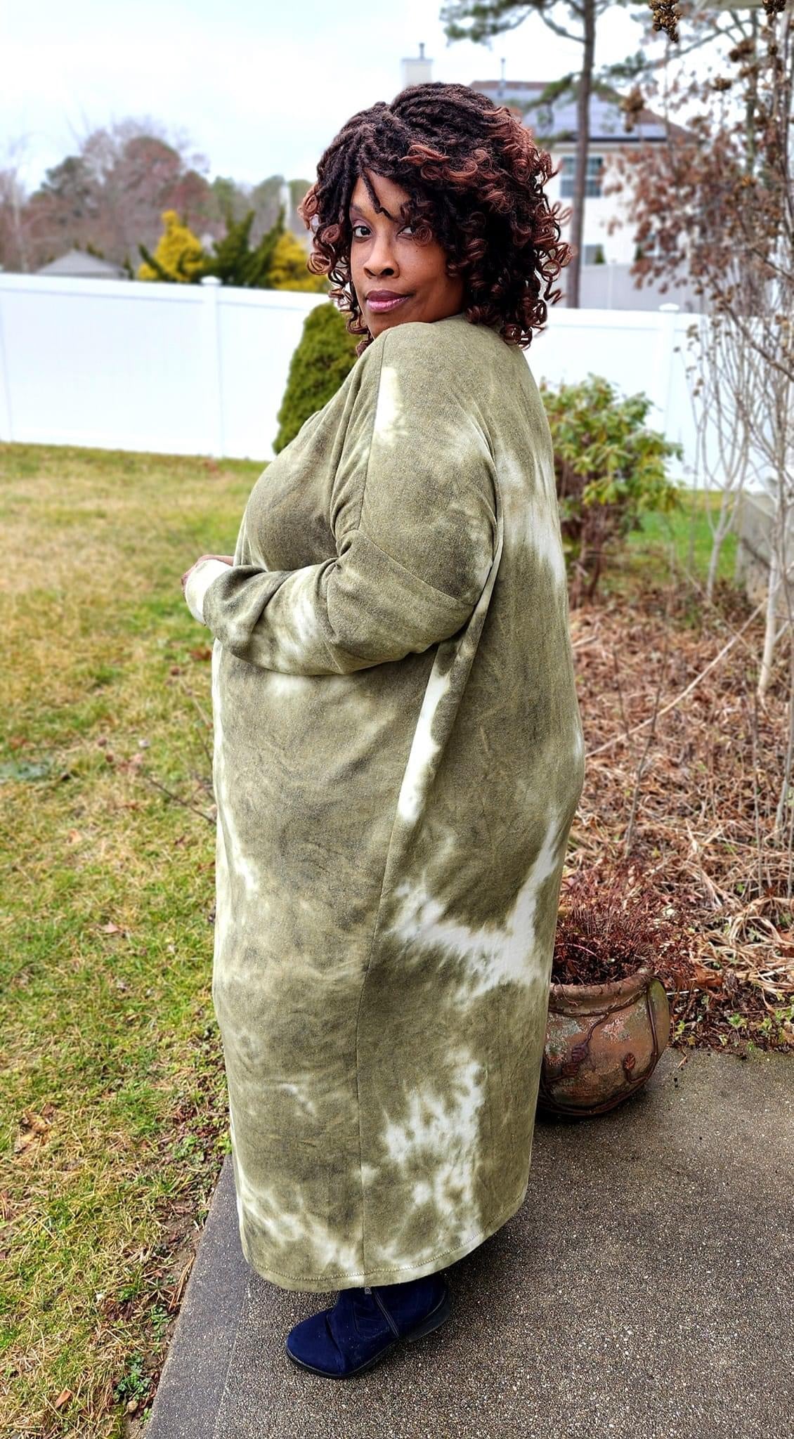 Green Tie Dye, Brushed Printed Sweater Knit Fabric - Boho Fabrics - Sweater Prints, Knit Fabric