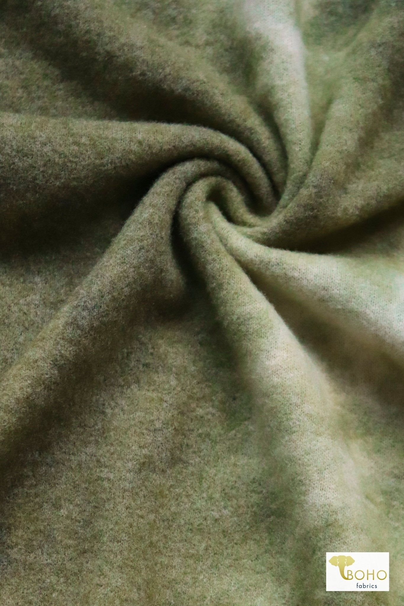 Green Tie Dye, Brushed Printed Sweater Knit Fabric - Boho Fabrics - Sweater Prints, Knit Fabric