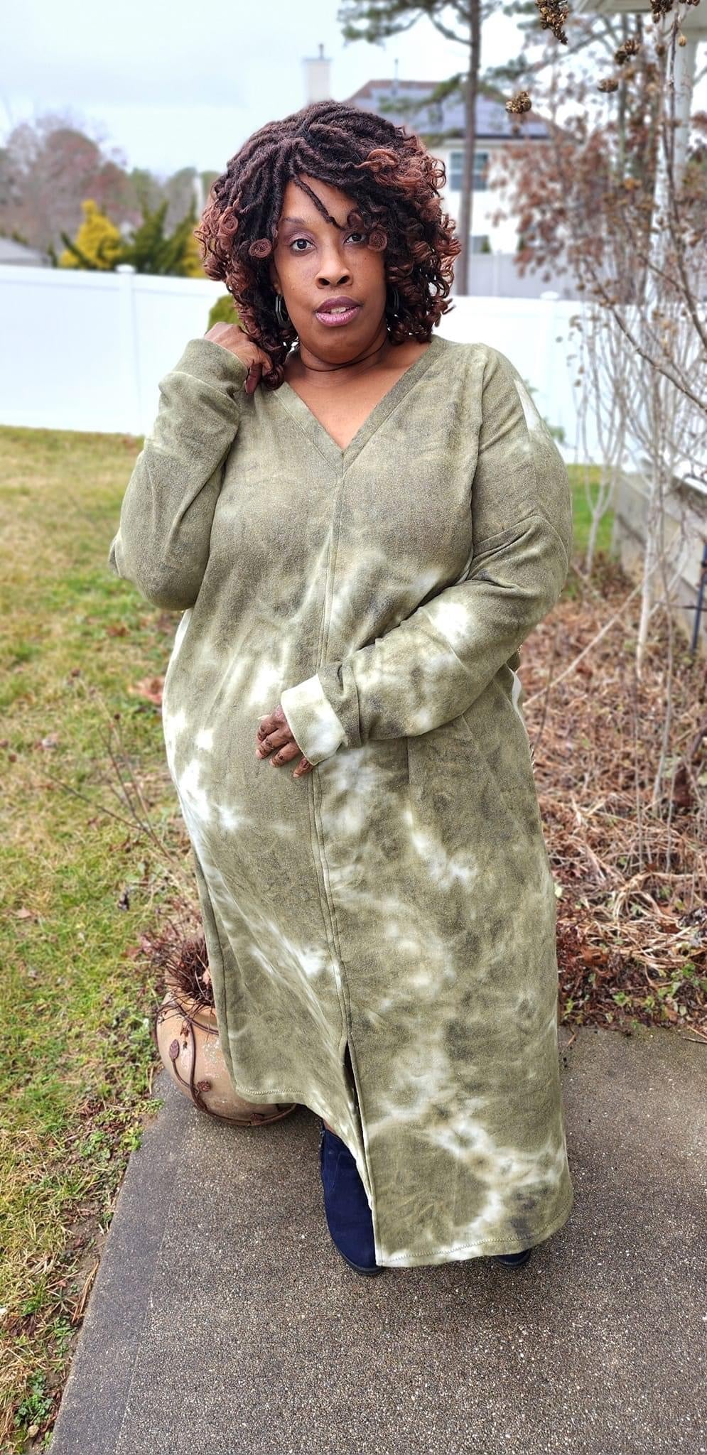 Green Tie Dye, Brushed Printed Sweater Knit Fabric - Boho Fabrics - Sweater Prints, Knit Fabric