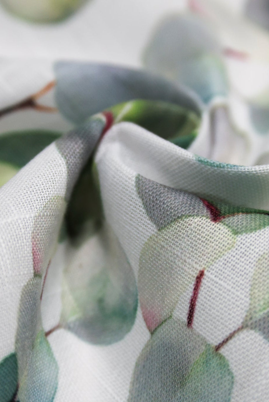 Green Watercolor Eucalyptus Linen-Look Woven Fabric - Boho Fabrics - Home Dec. & Upholstery Fabric