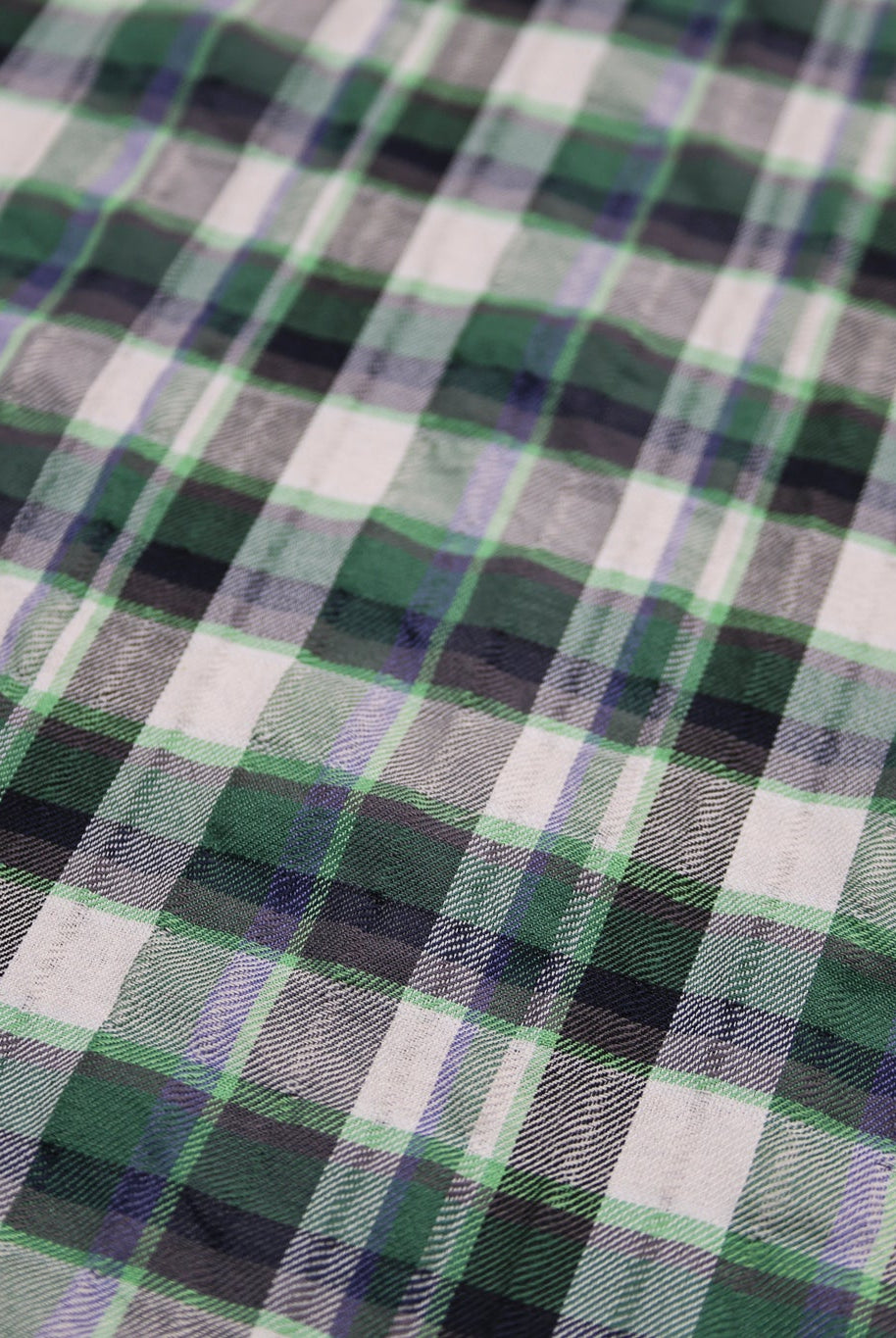 Green, White, & Black Plaid Woven Fabric - Boho Fabrics - Woven Fabric