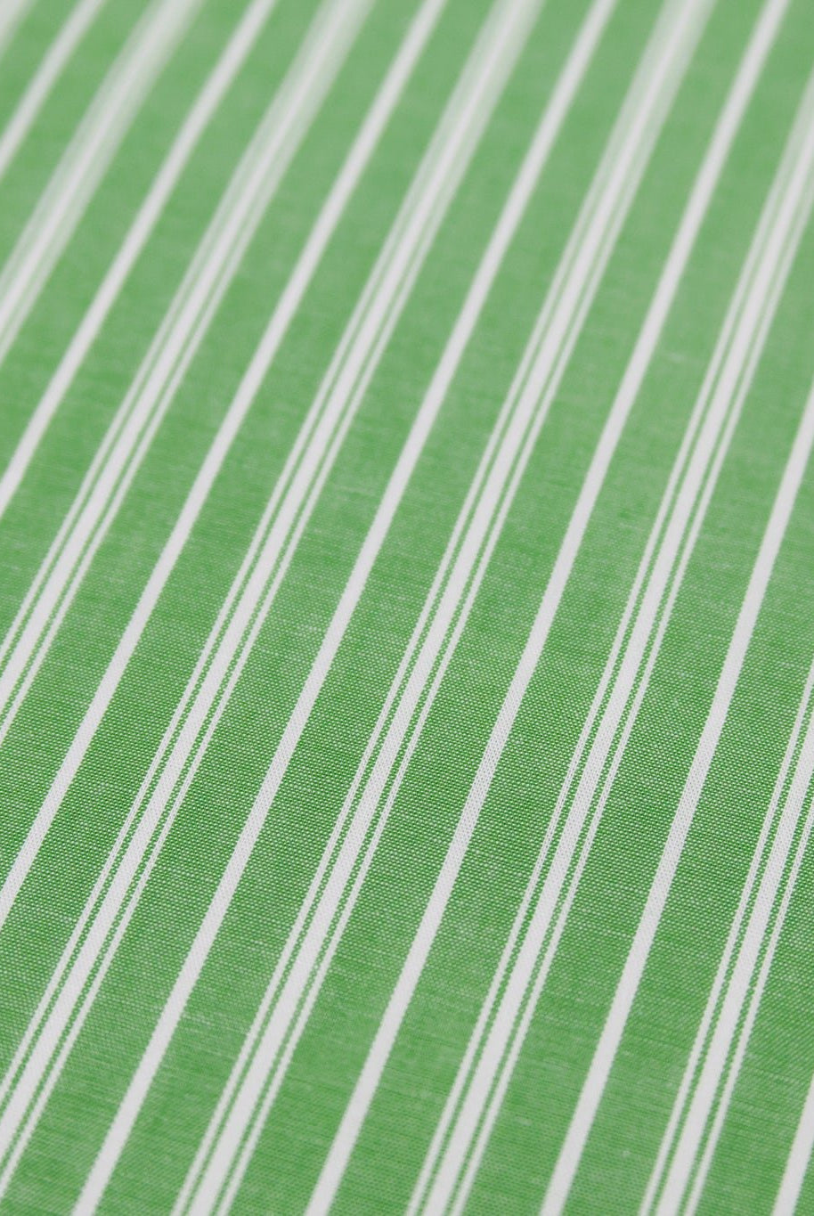 Green with Thin White Stripes Cotton Shirting Woven Fabric - Boho Fabrics - Woven, Fabric