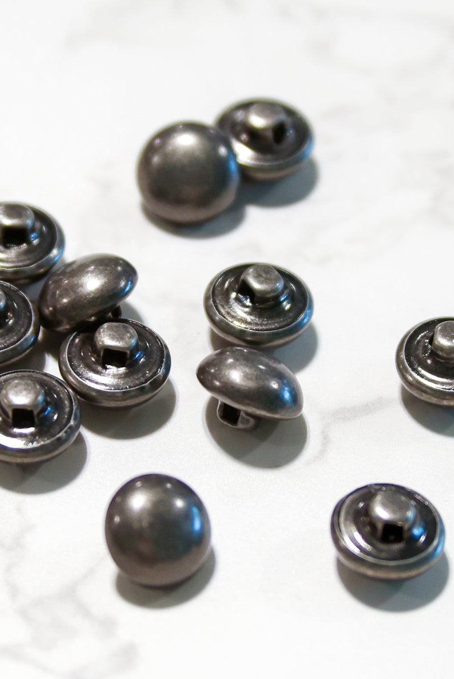 Gunmetal Dome Metal Shank Buttons. 18L (11.5mm / 7/16") - Boho Fabrics - Buttons & Snaps